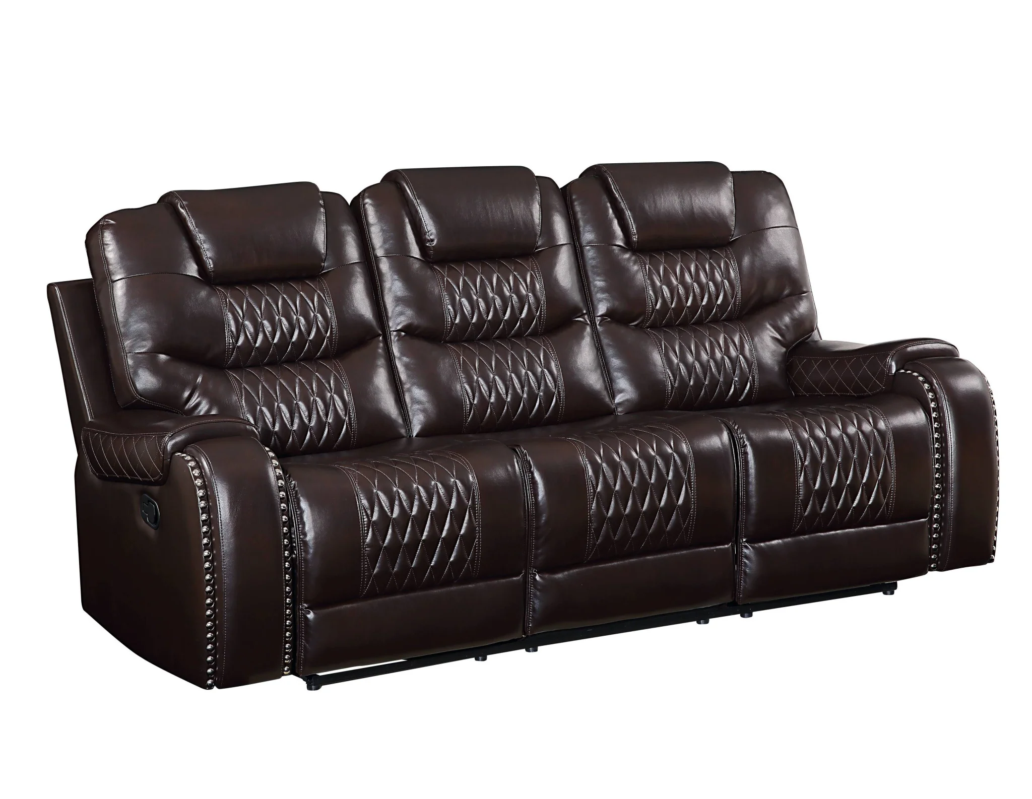 Brown Faux Leather Reclining Sofa With Black Legs By Homeroots - Image 2