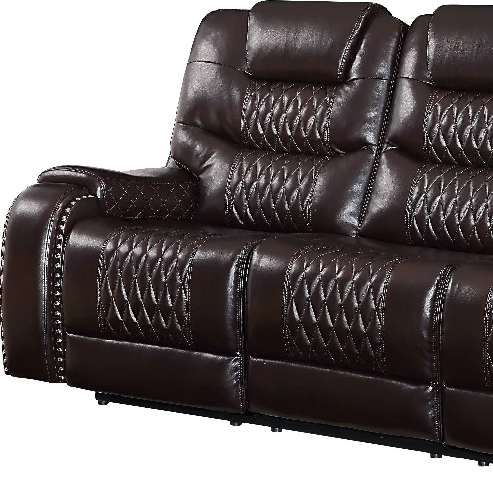 Brown Faux Leather Reclining Sofa With Black Legs By Homeroots - Image 3