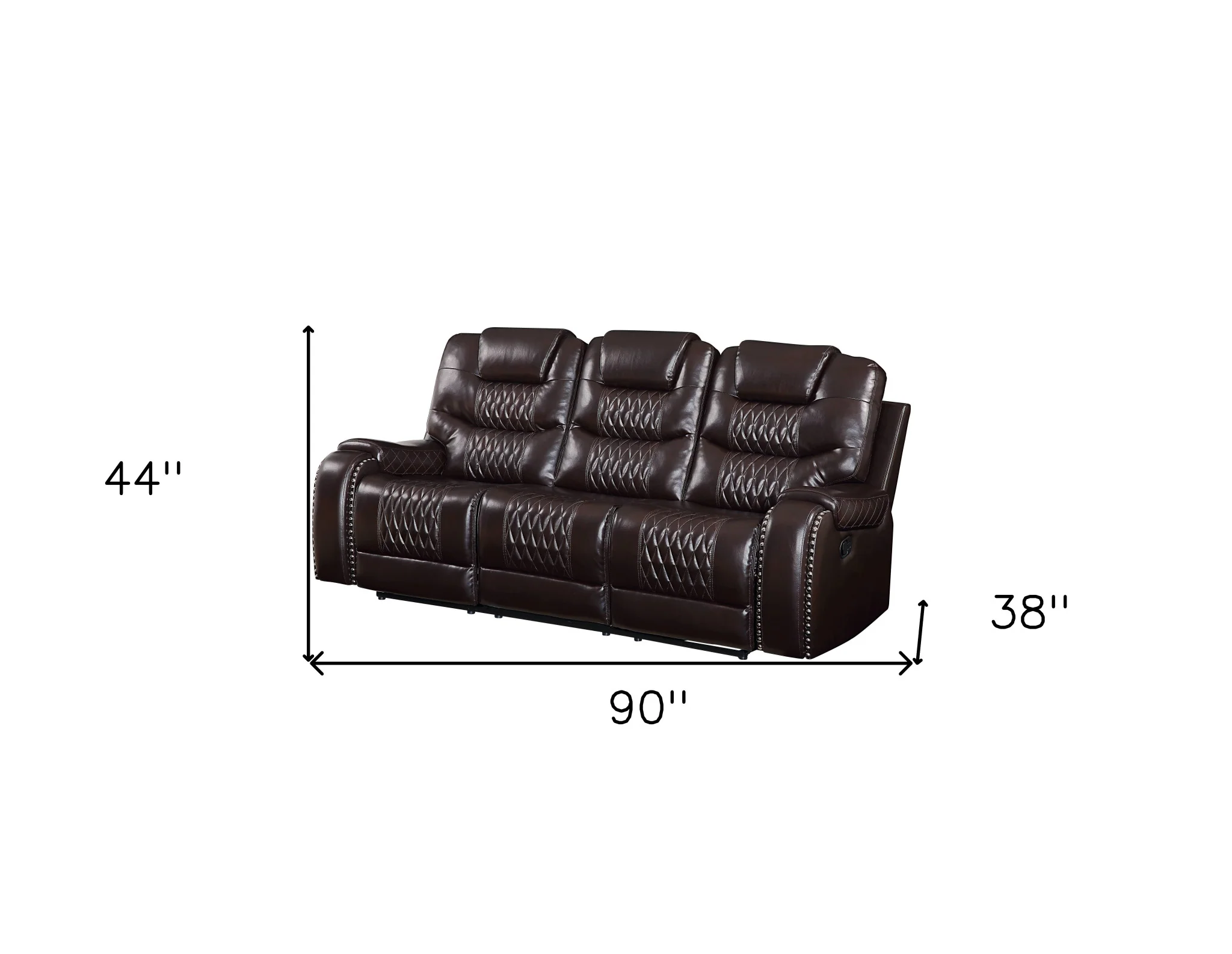 Brown Faux Leather Reclining Sofa With Black Legs By Homeroots - Image 4
