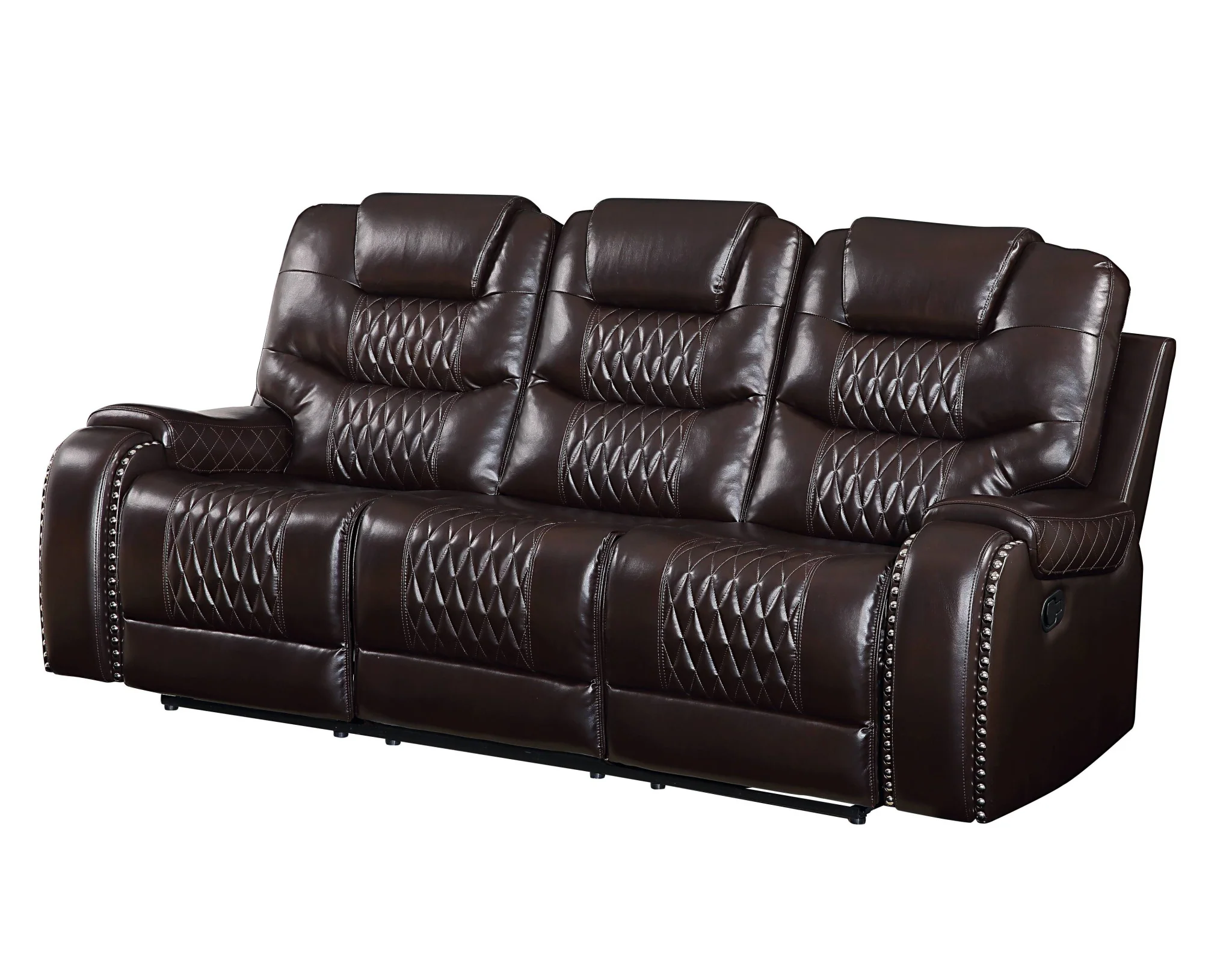Brown Faux Leather Reclining Sofa With Black Legs By Homeroots - Image 5