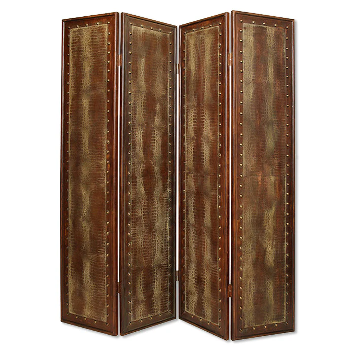 Brown Faux leather Reptillian Screen By Homeroots - Image 2