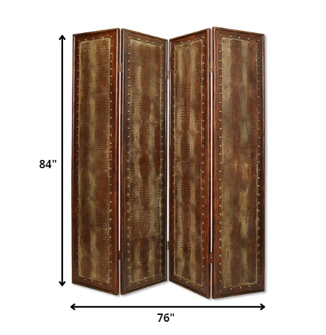 Brown Faux leather Screen By Homeroots - 274740 - Image 2