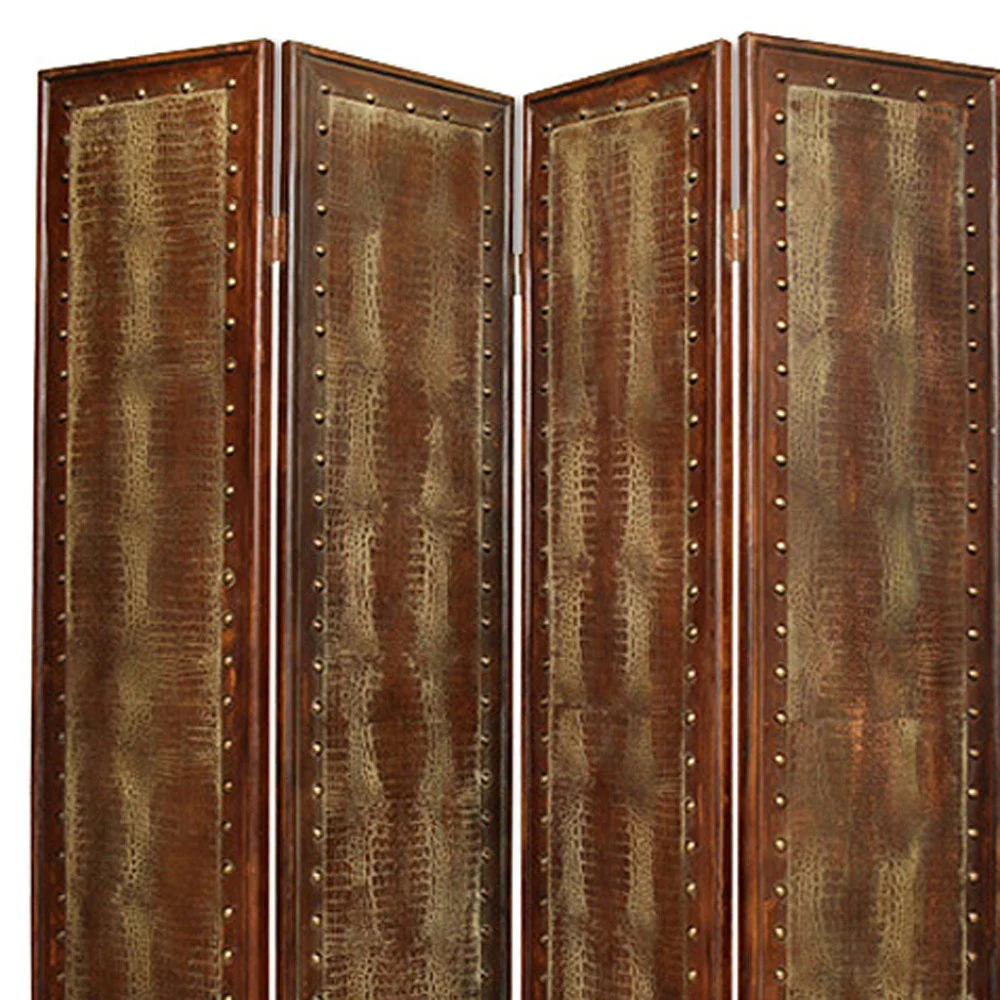 Brown Faux leather Screen By Homeroots - 274740 - Image 4