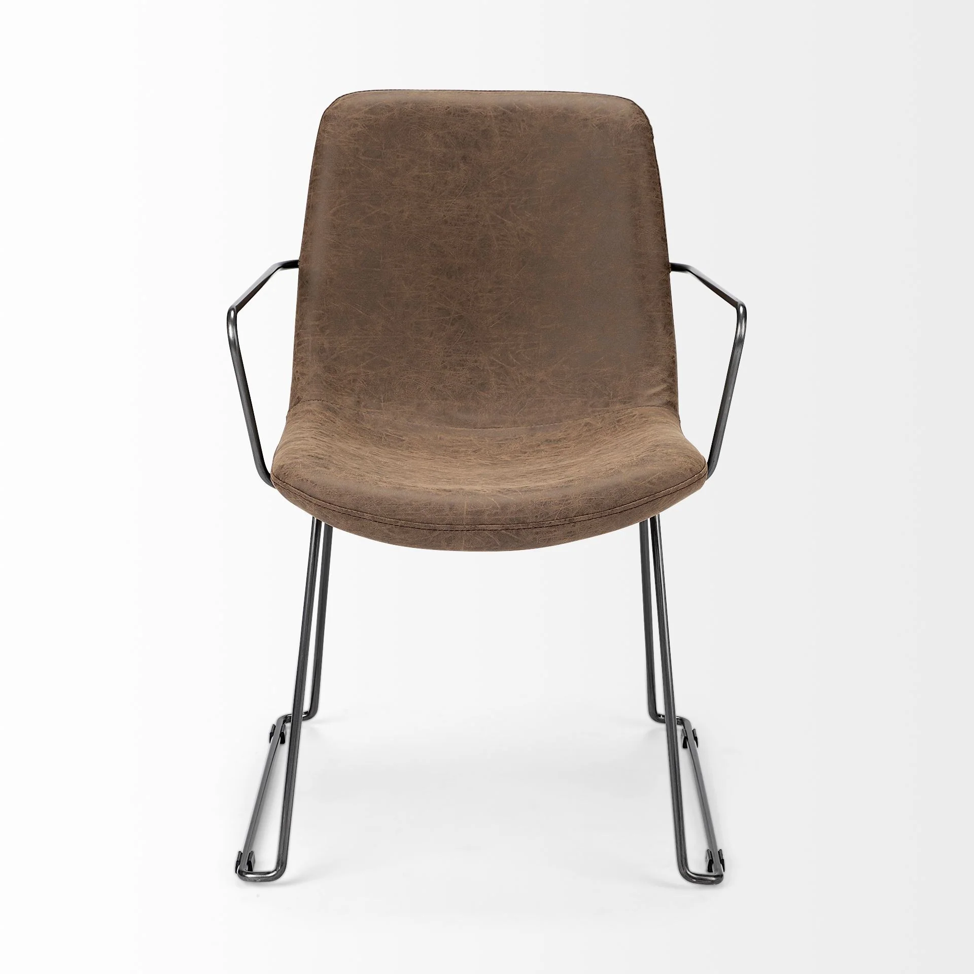 Brown Faux Leather Seat With Black Iron Frame Dining Chair By Homeroots - 380413 - Image 2