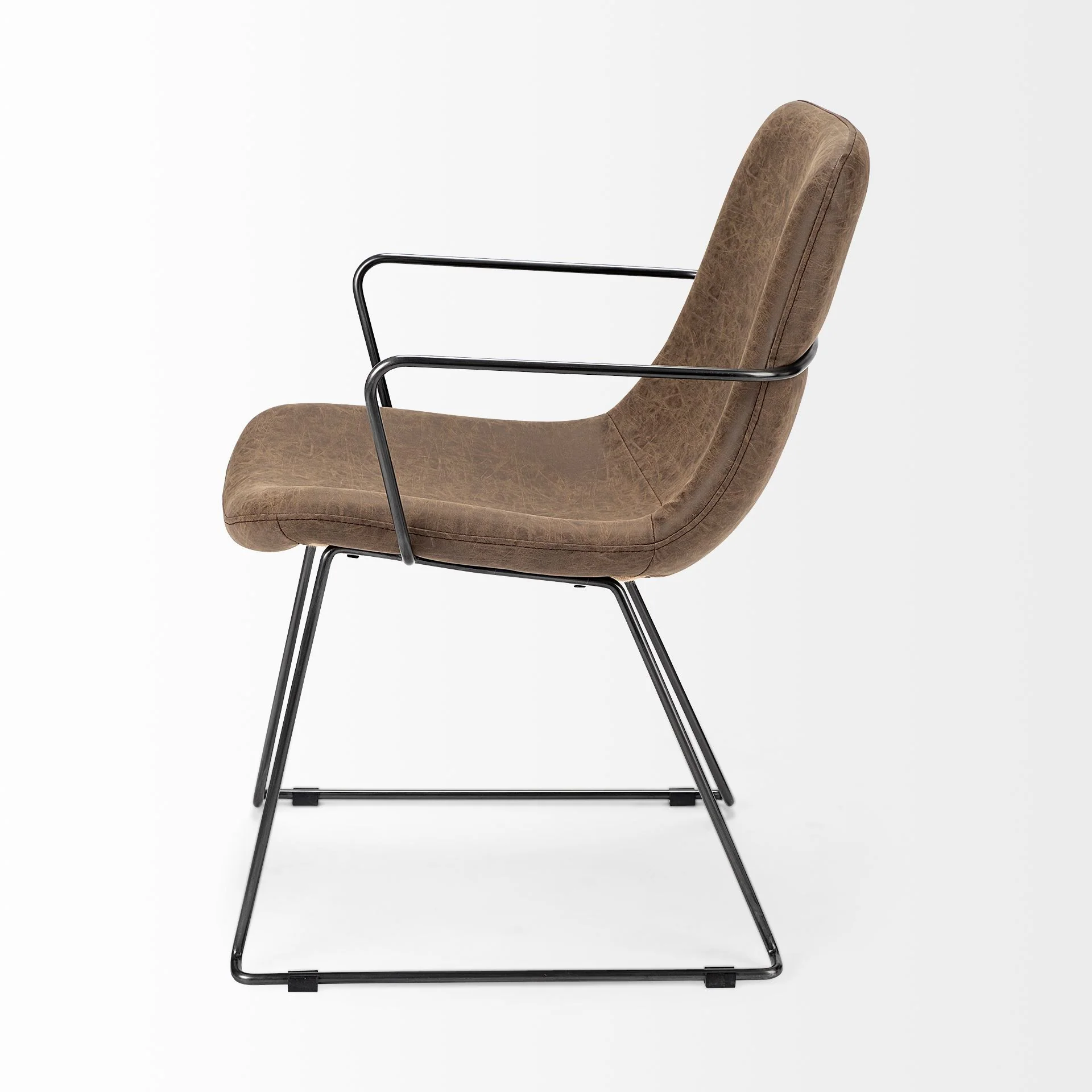 Brown Faux Leather Seat With Black Iron Frame Dining Chair By Homeroots - 380413 - Image 3