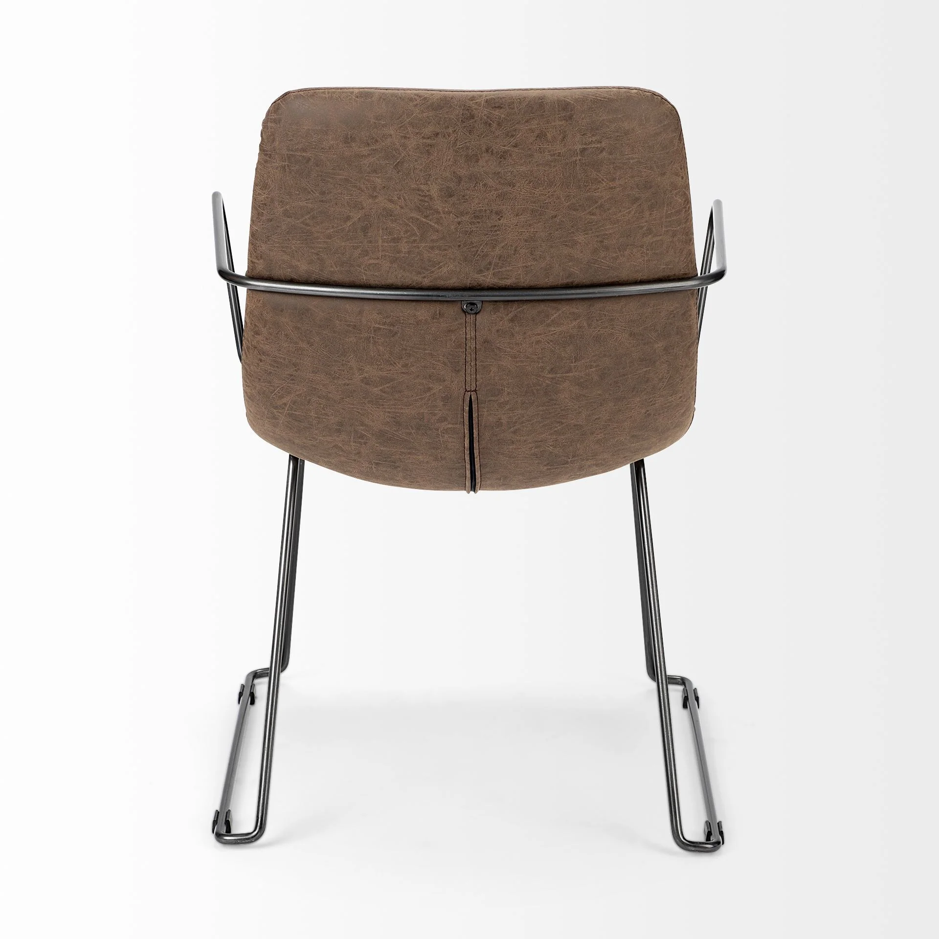 Brown Faux Leather Seat With Black Iron Frame Dining Chair By Homeroots - 380413 - Image 4