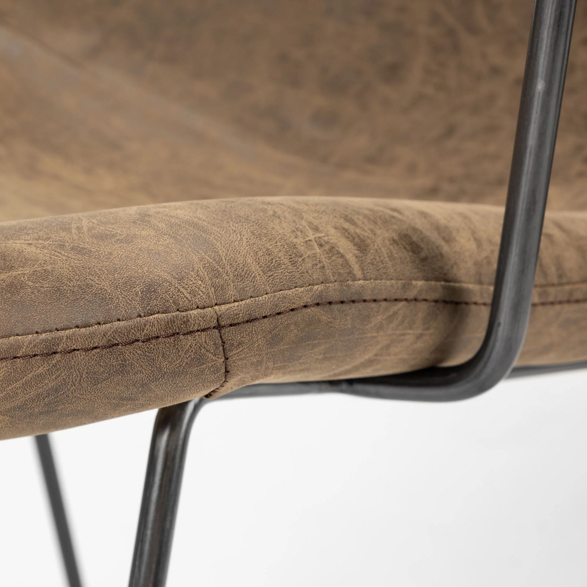 Brown Faux Leather Seat With Black Iron Frame Dining Chair By Homeroots - 380413 - Image 6
