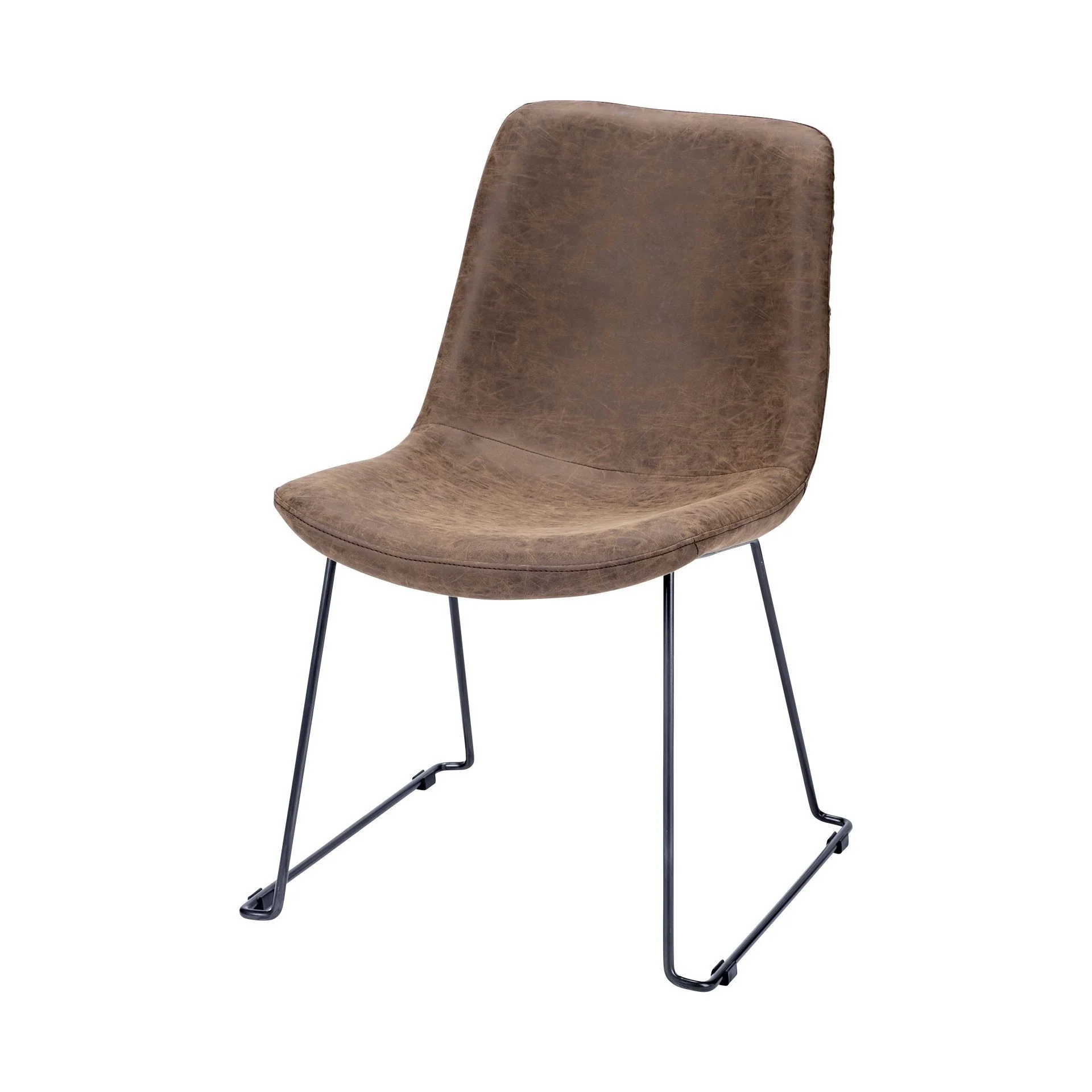 Brown Faux Leather Seat With Black Iron Frame Dining Chair By Homeroots - 380430 - Image 2