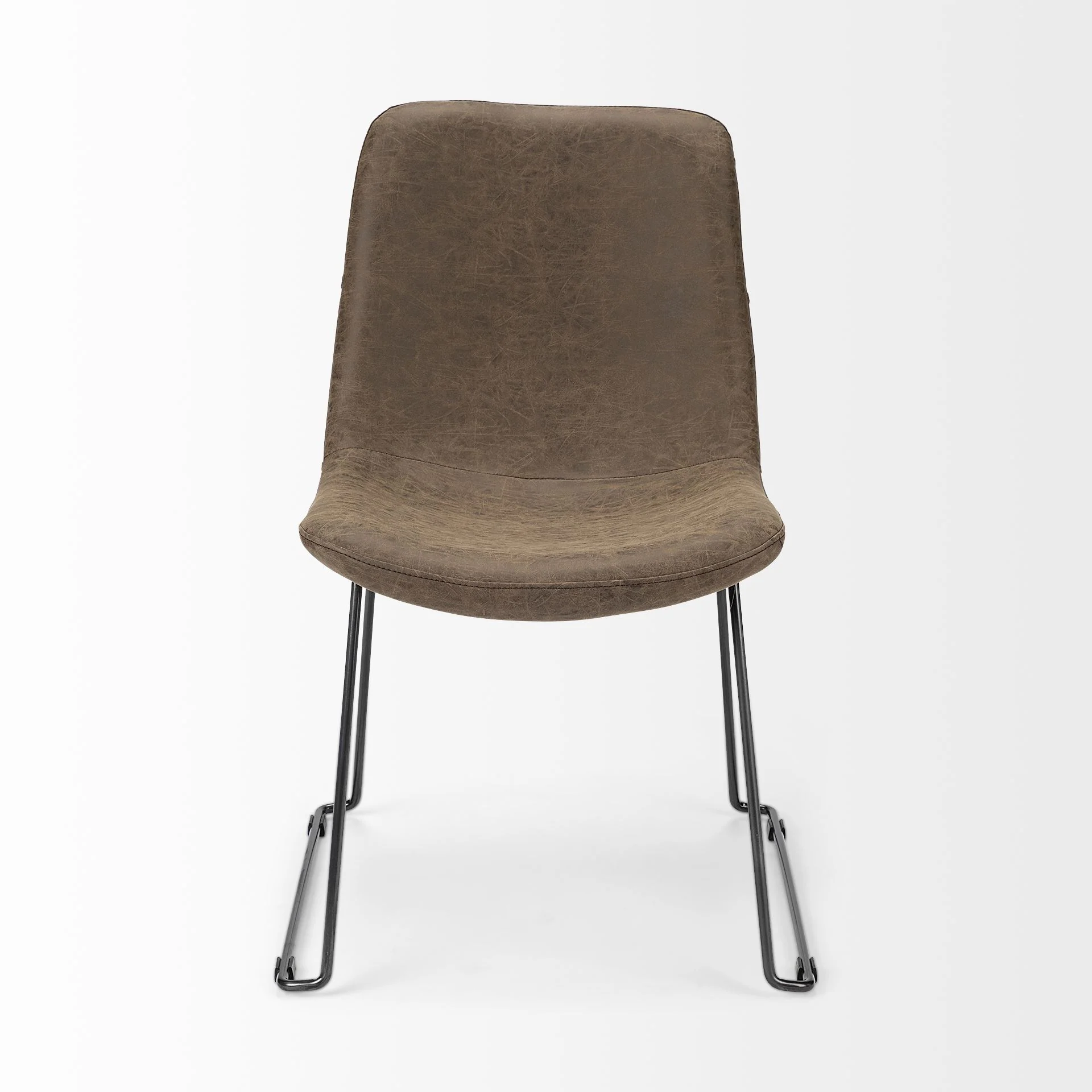 Brown Faux Leather Seat With Black Iron Frame Dining Chair By Homeroots - 380430 - Image 3