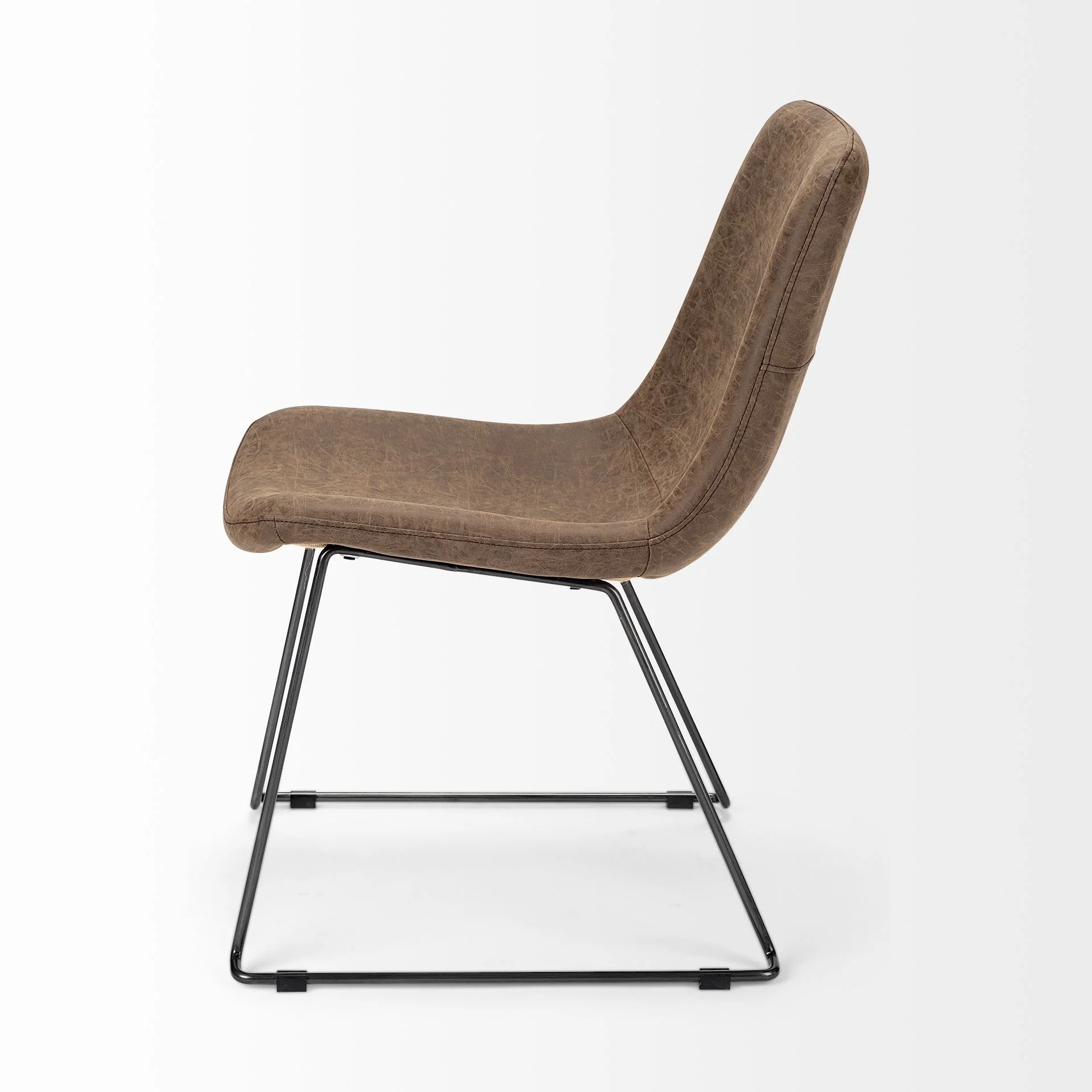 Brown Faux Leather Seat With Black Iron Frame Dining Chair By Homeroots - 380430 - Image 4