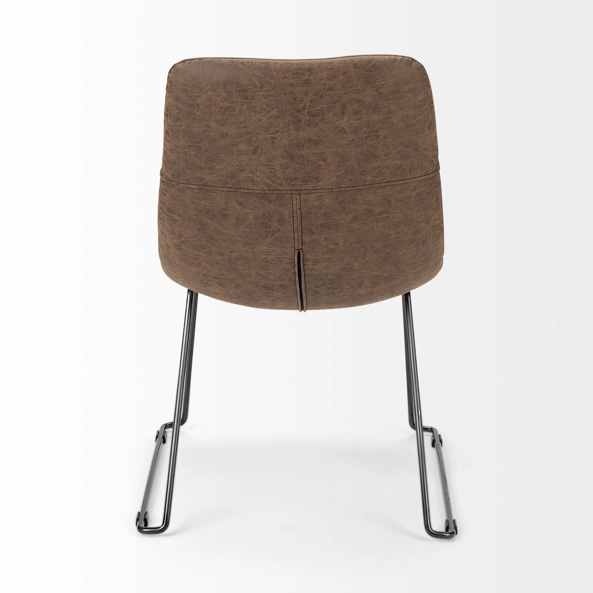 Brown Faux Leather Seat With Black Iron Frame Dining Chair By Homeroots - 380430 - Image 5