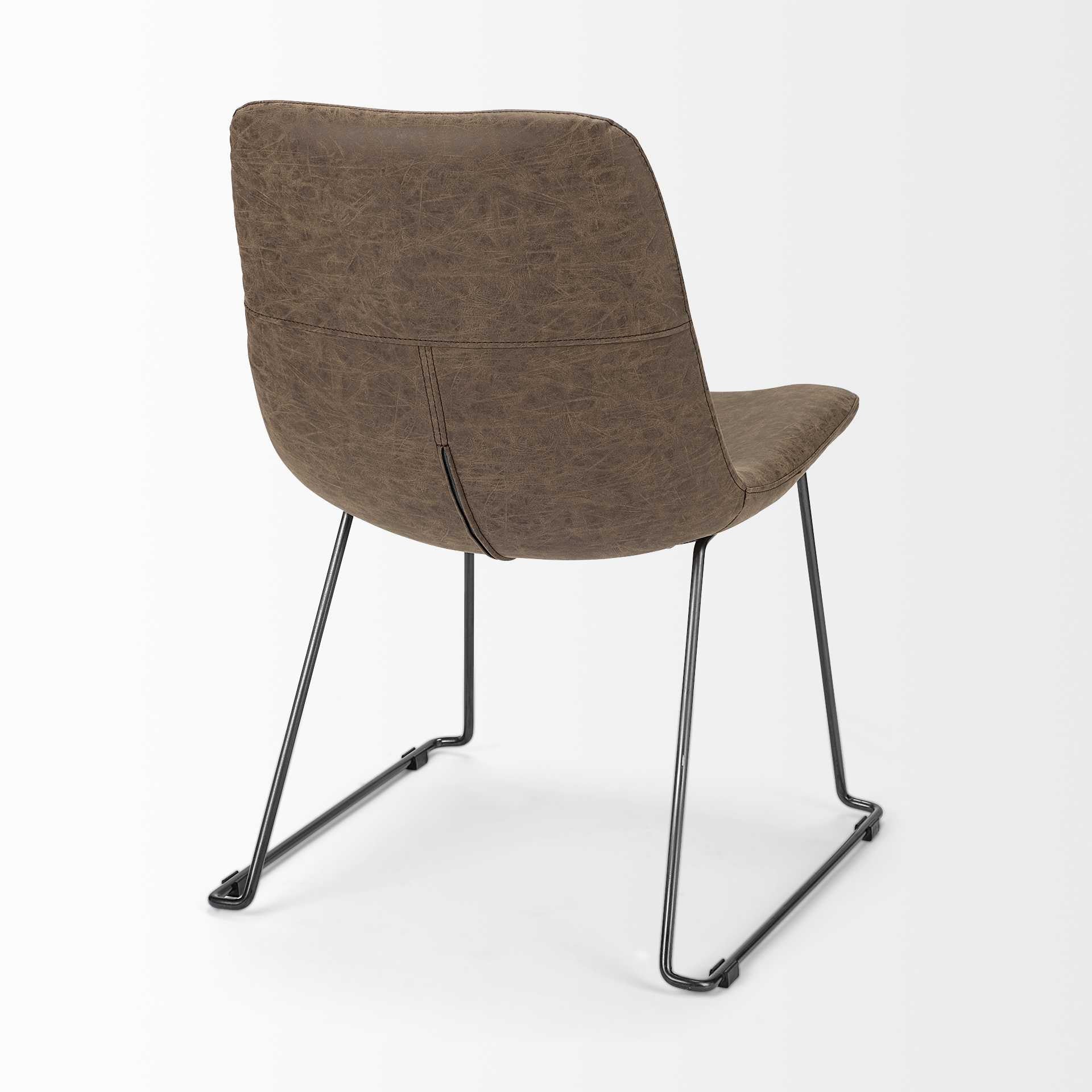 Brown Faux Leather Seat With Black Iron Frame Dining Chair By Homeroots - 380430 - Image 6