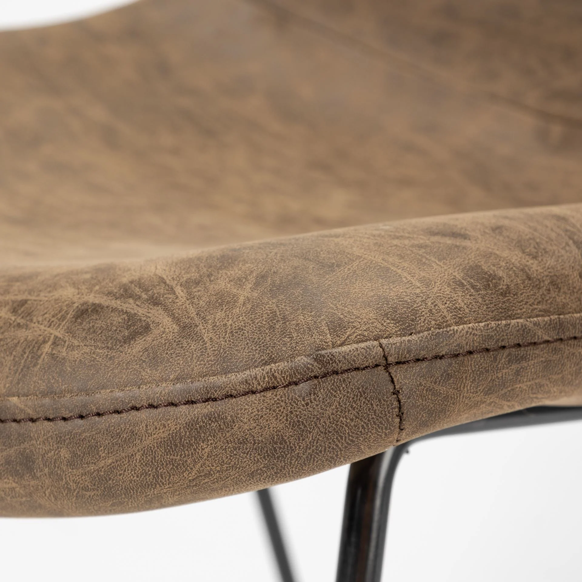 Brown Faux Leather Seat With Black Iron Frame Dining Chair By Homeroots - 380430 - Image 7