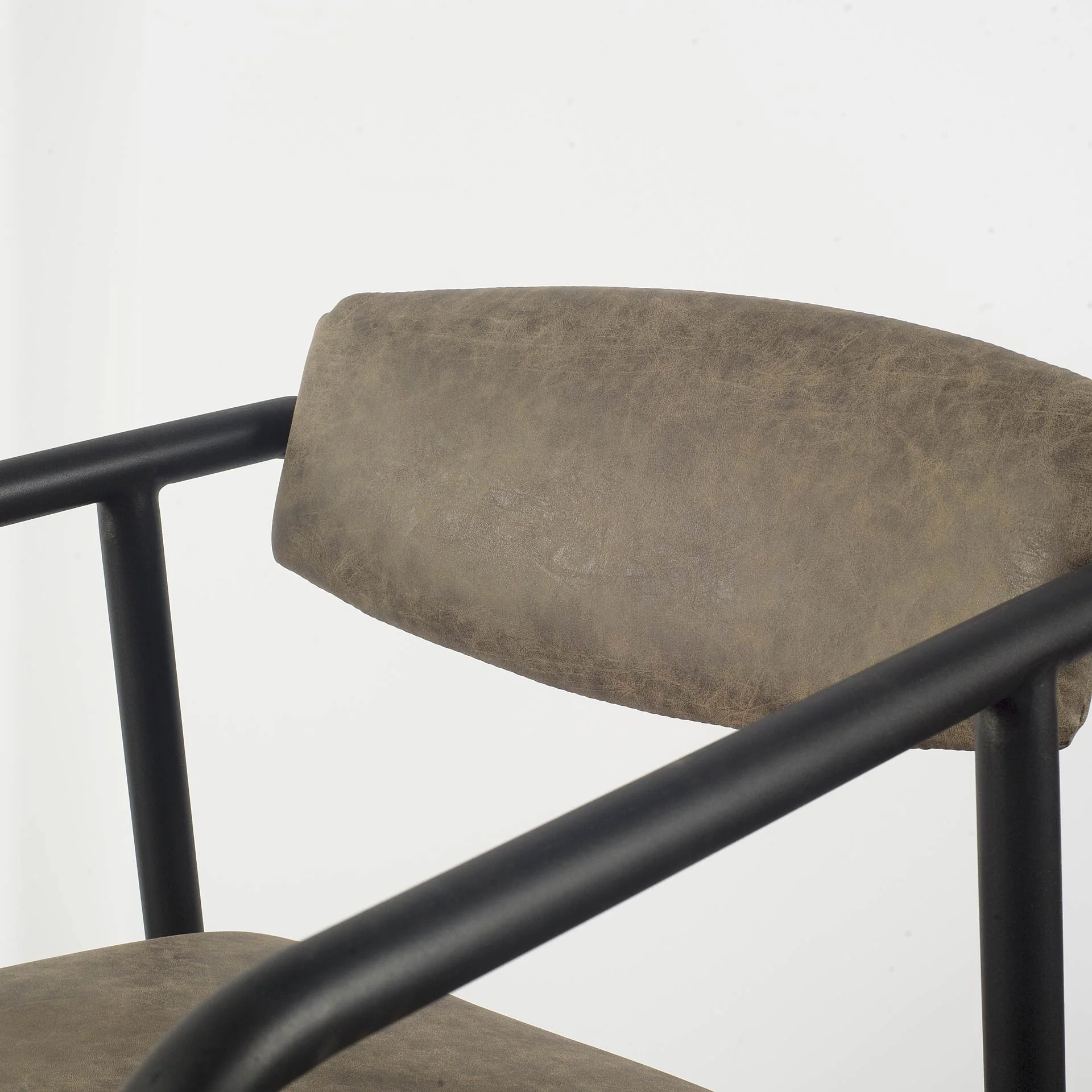 Brown Faux Leather Seat With Black Iron Frame Dining Chair By Homeroots - 380480 - Image 2