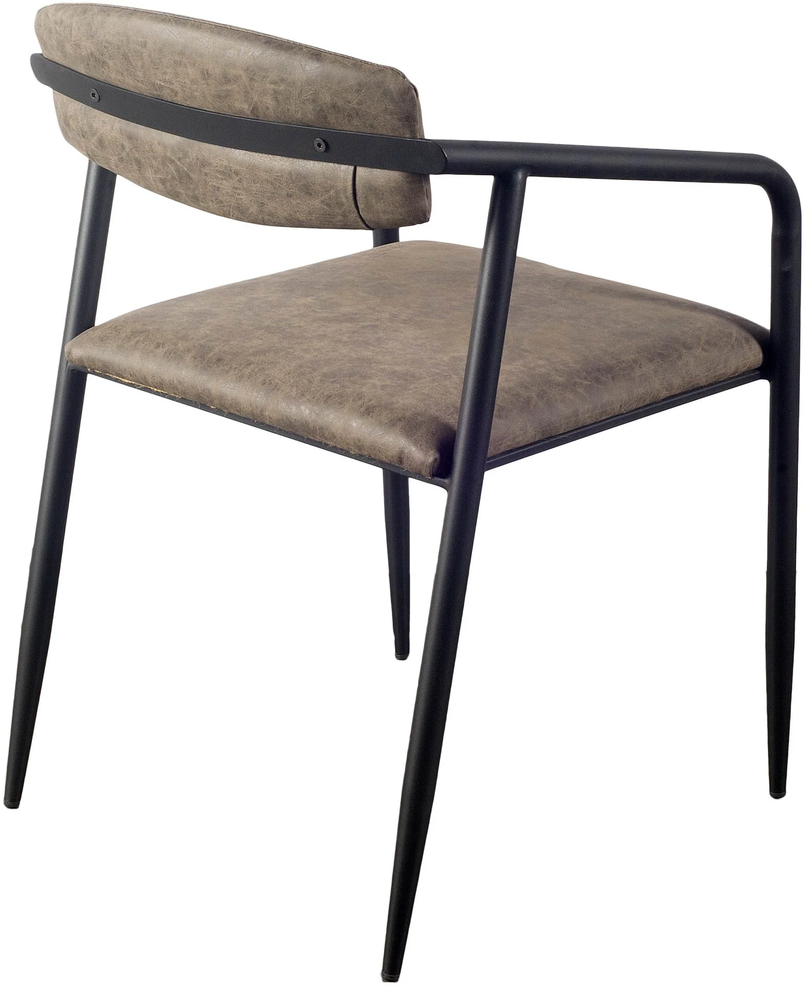 Brown Faux Leather Seat With Black Iron Frame Dining Chair By Homeroots - 380480 - Image 3