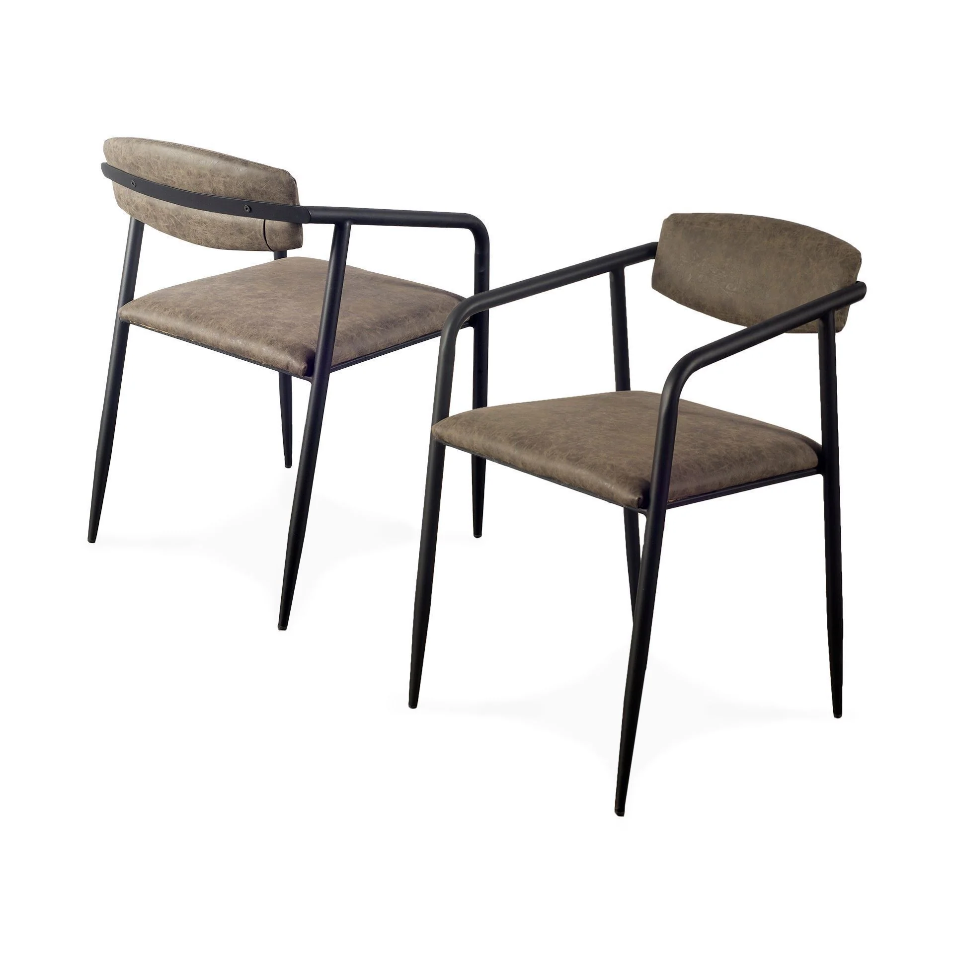 Brown Faux Leather Seat With Black Iron Frame Dining Chair By Homeroots - 380480 - Image 4