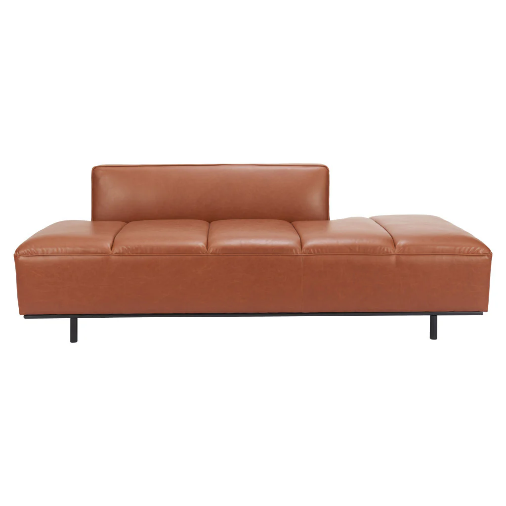 Brown Faux Leather Sofa With Black Legs By Homeroots - Image 2