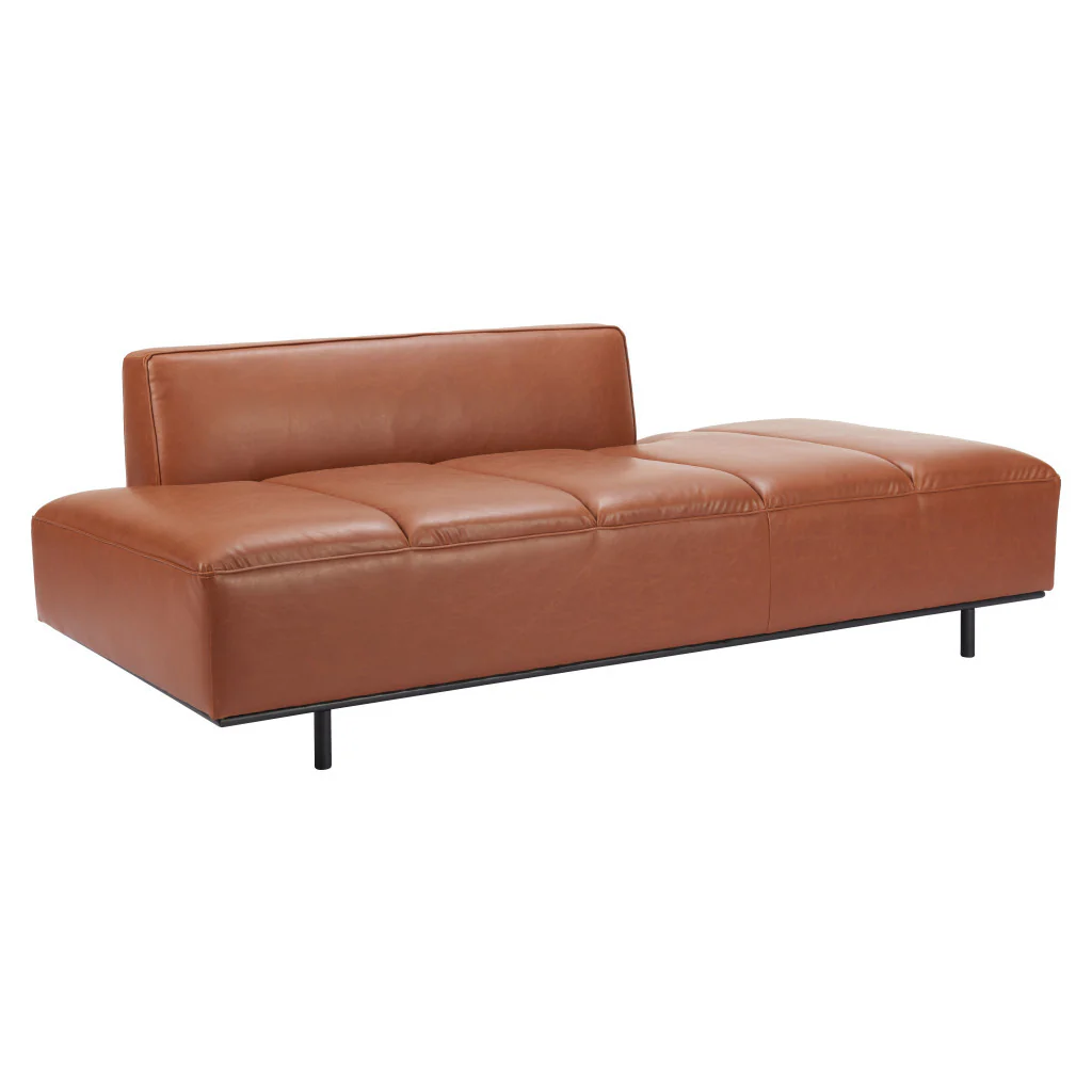 Brown Faux Leather Sofa With Black Legs By Homeroots - Image 3