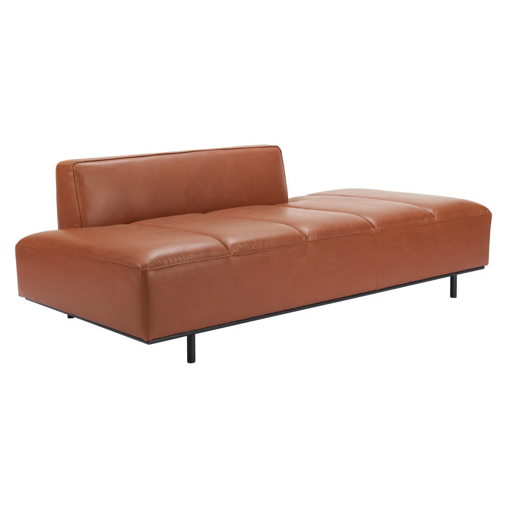 Brown Faux Leather Sofa With Black Legs By Homeroots - Image 5