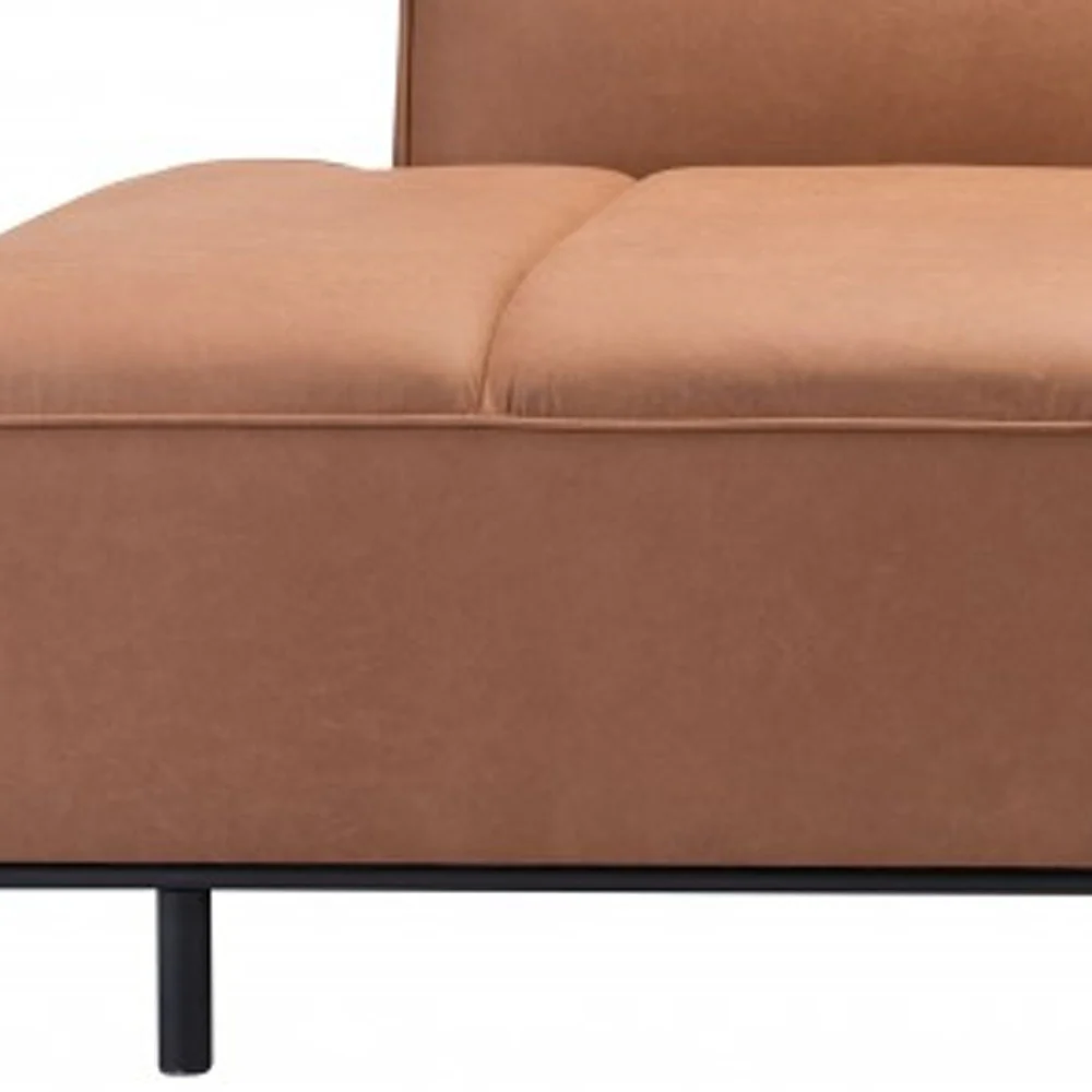 Brown Faux Leather Sofa With Black Legs By Homeroots - Image 7