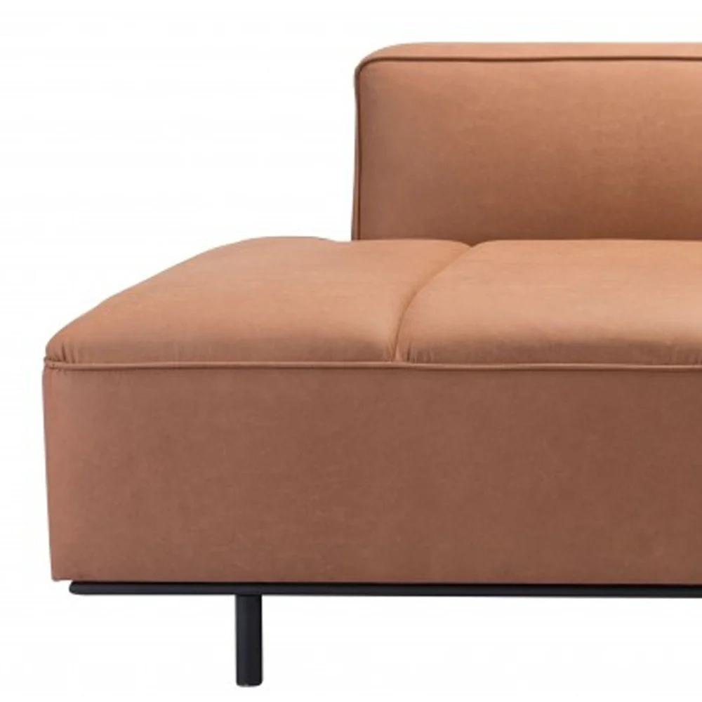 Brown Faux Leather Sofa With Black Legs By Homeroots - Image 8