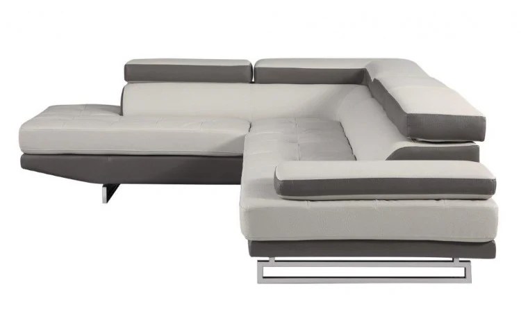 Brown Faux Leather Stationary L Shaped Two Piece Sofa And Chaise By Homeroots - Image 3