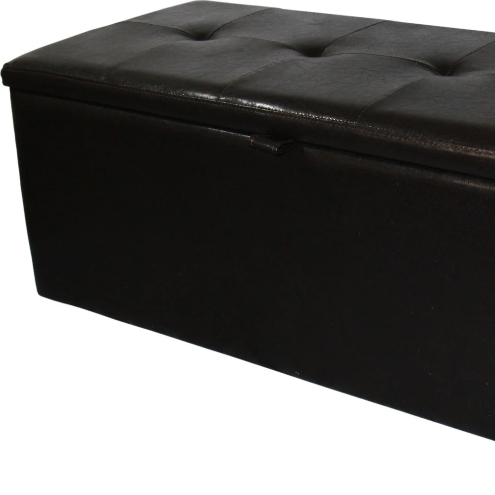 Brown Faux Leather Storage Bench By Homeroots - Image 7