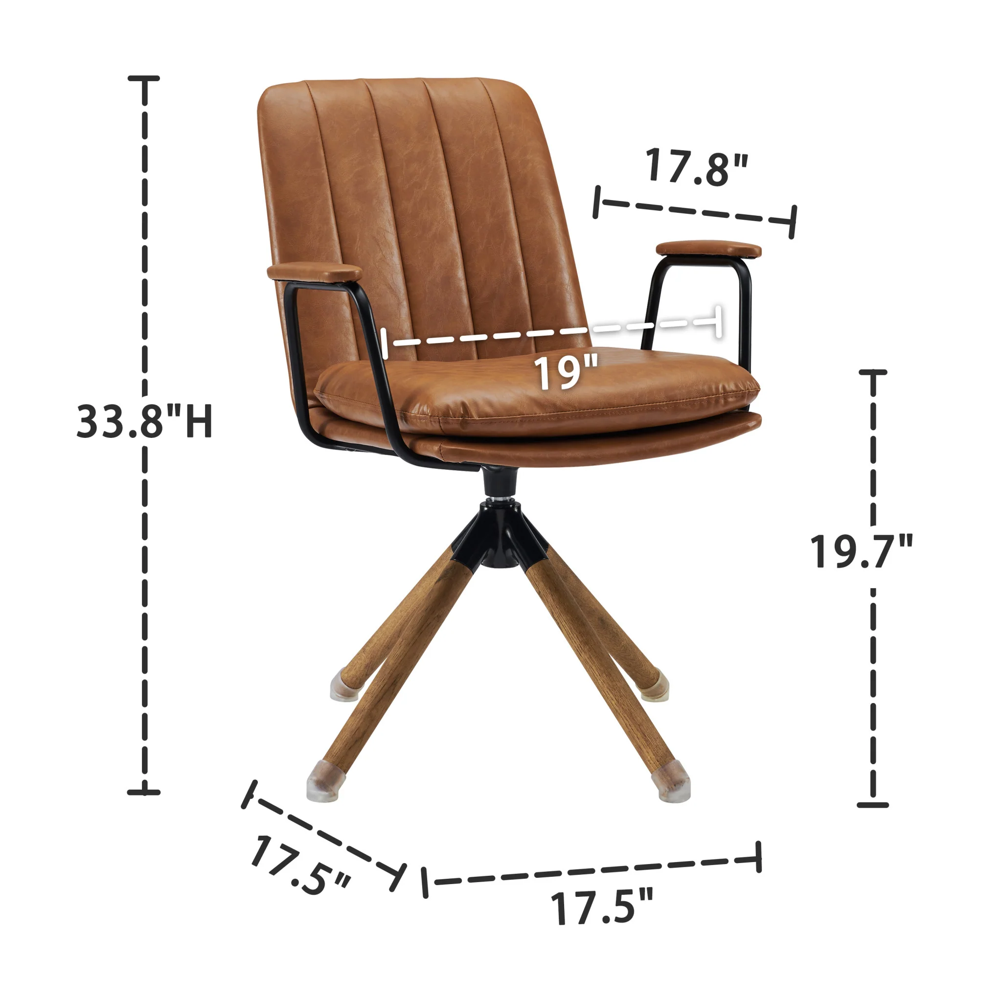 Brown Faux Leather Swivel Arm Chair By Homeroots - Image 4