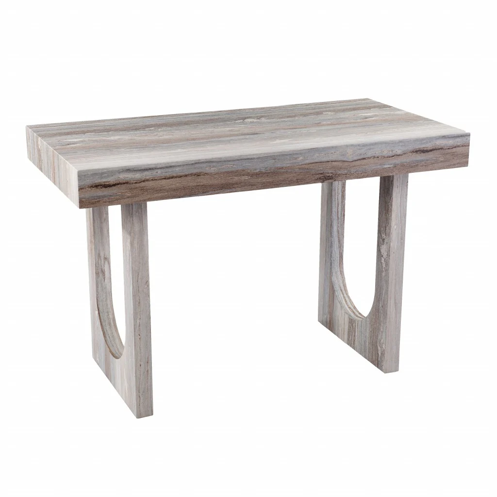 Brown Faux Marble Writing Desk By Homeroots - Image 4