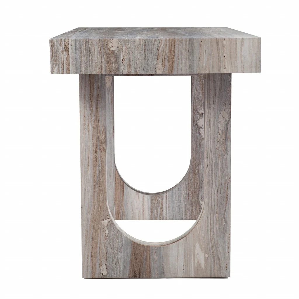 Brown Faux Marble Writing Desk By Homeroots - Image 5