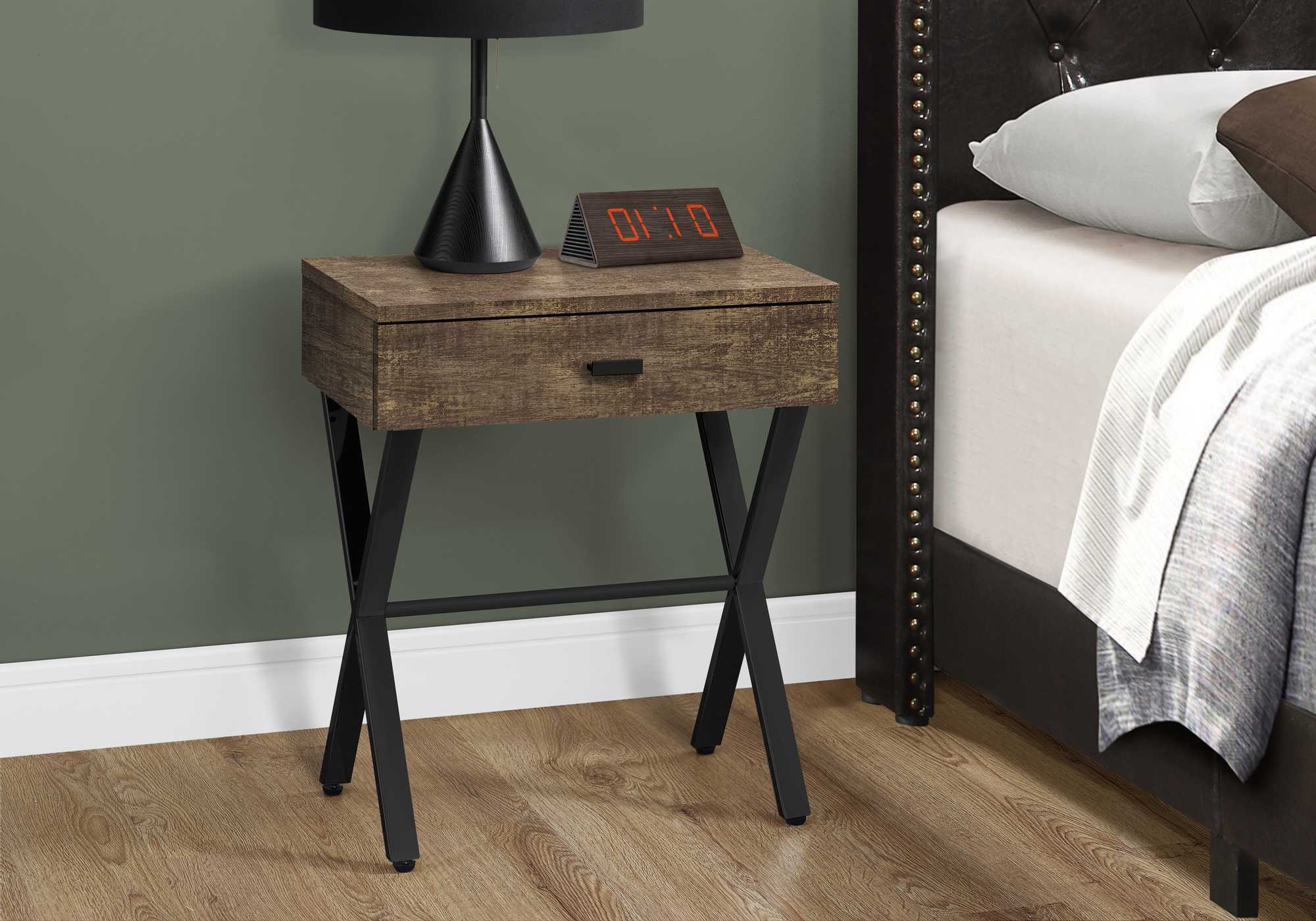 Brown Finish and Black Metal Accent Table By Homeroots - Image 2