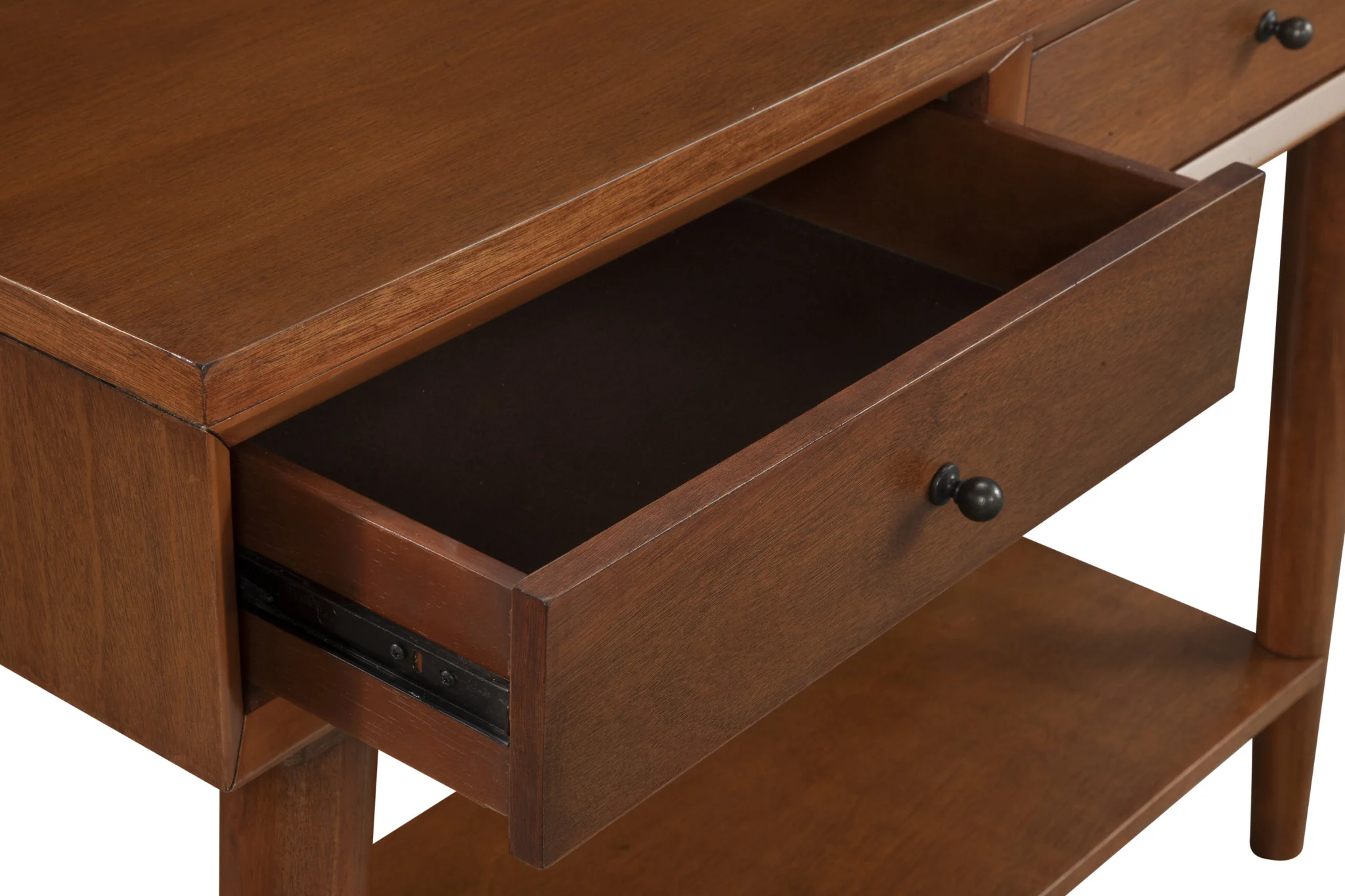 Brown Floor Shelf Console Table With Shelves And Drawers By Homeroots - Image 3