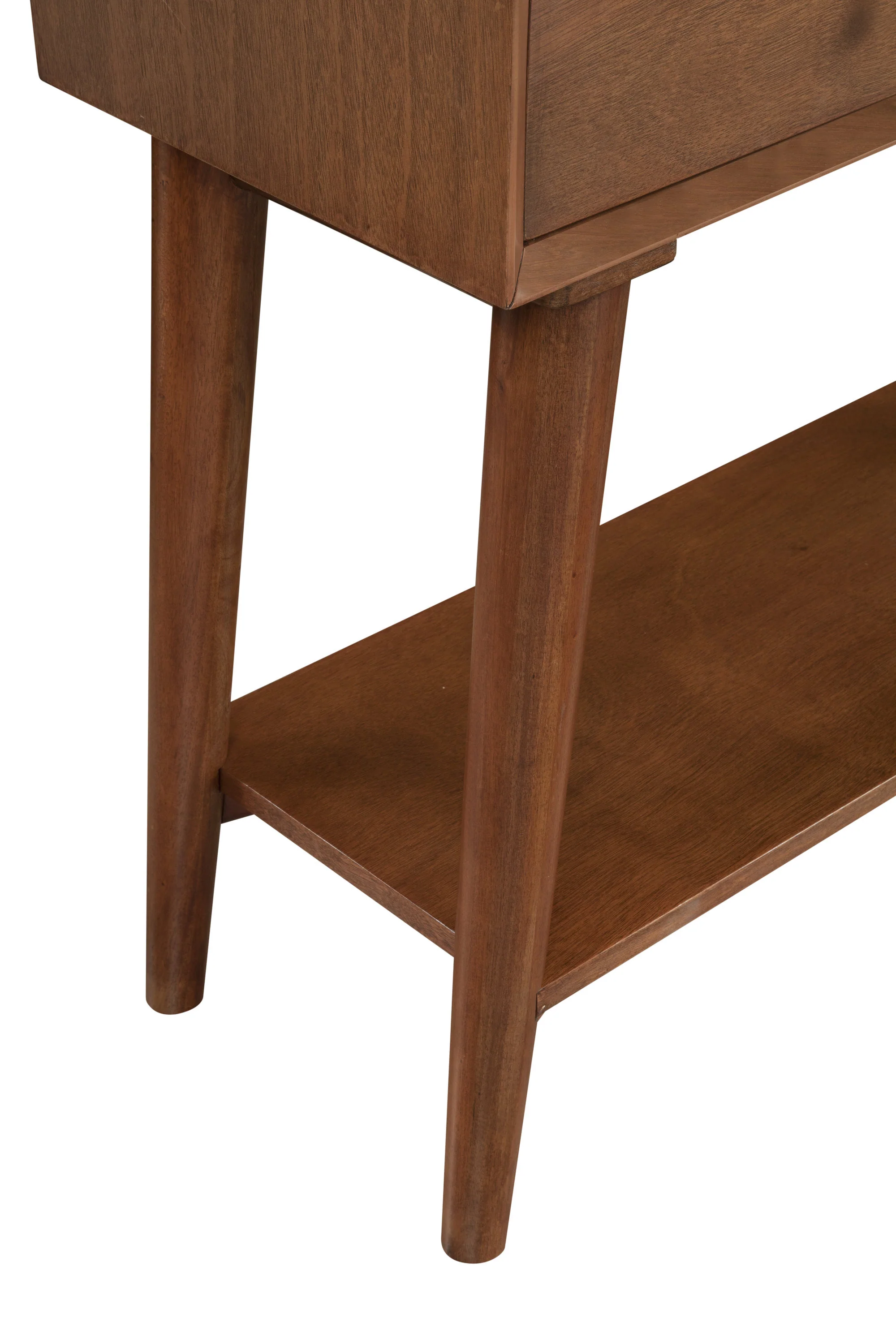 Brown Floor Shelf Console Table With Shelves And Drawers By Homeroots - Image 4