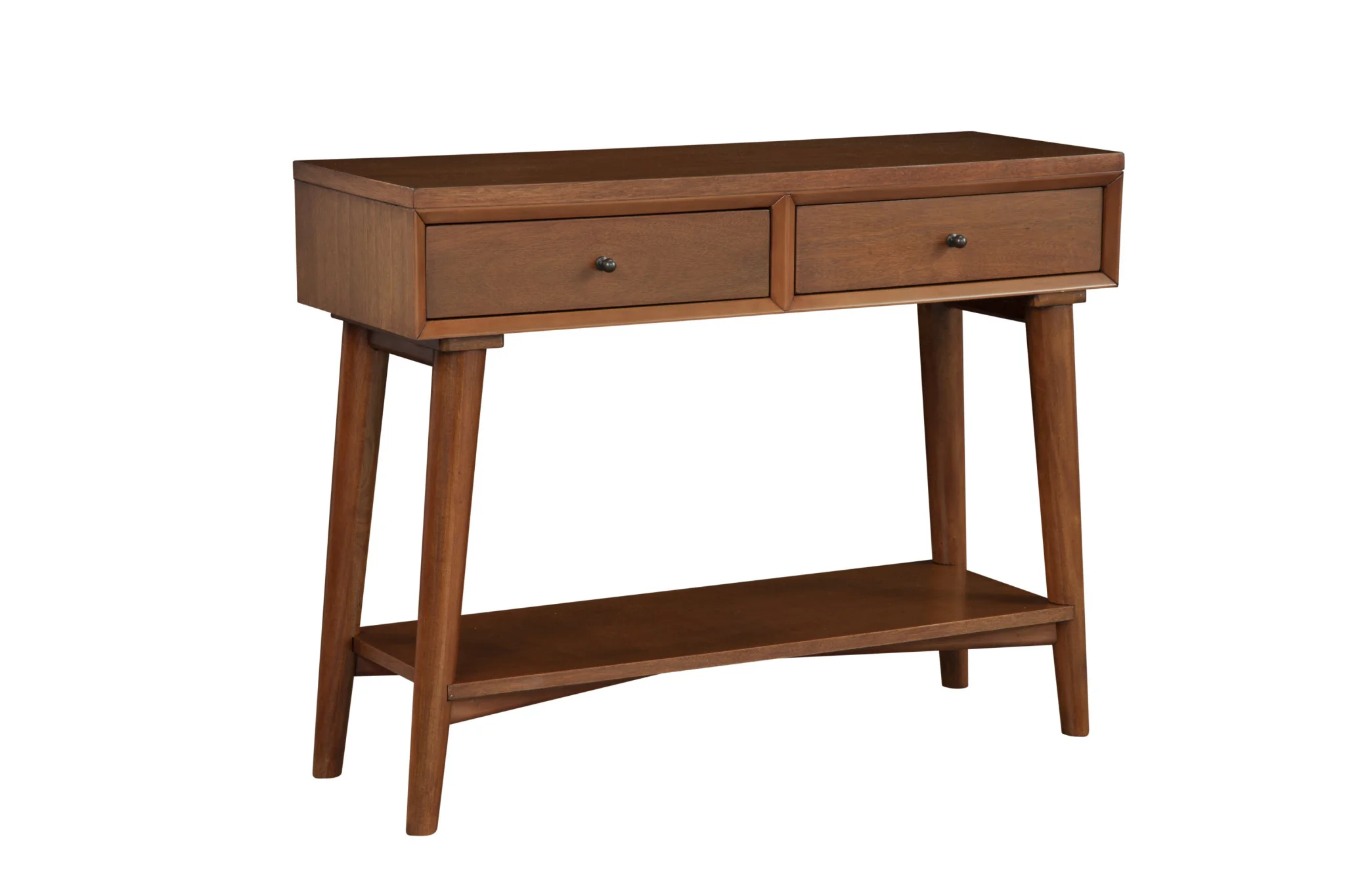Brown Floor Shelf Console Table With Shelves And Drawers By Homeroots - Image 5