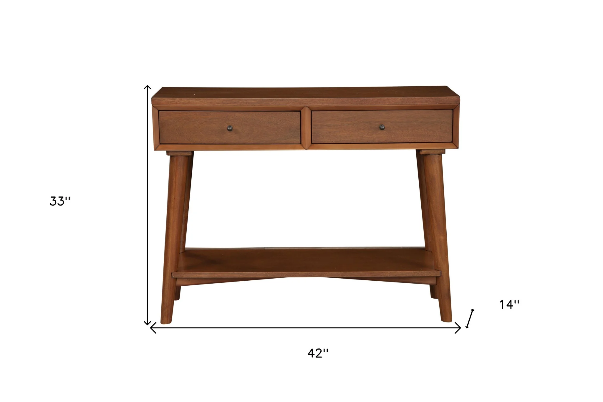 Brown Floor Shelf Console Table With Shelves And Drawers By Homeroots - Image 7