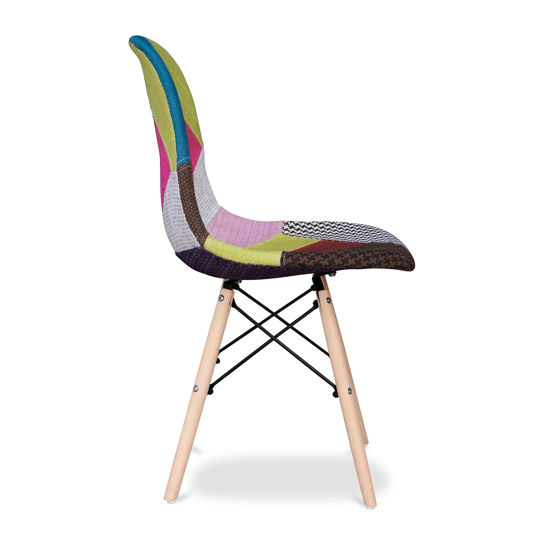 Brown Green and Pink And Natural Upholstered Fabric Dining Side Chair By Homeroots - Image 3