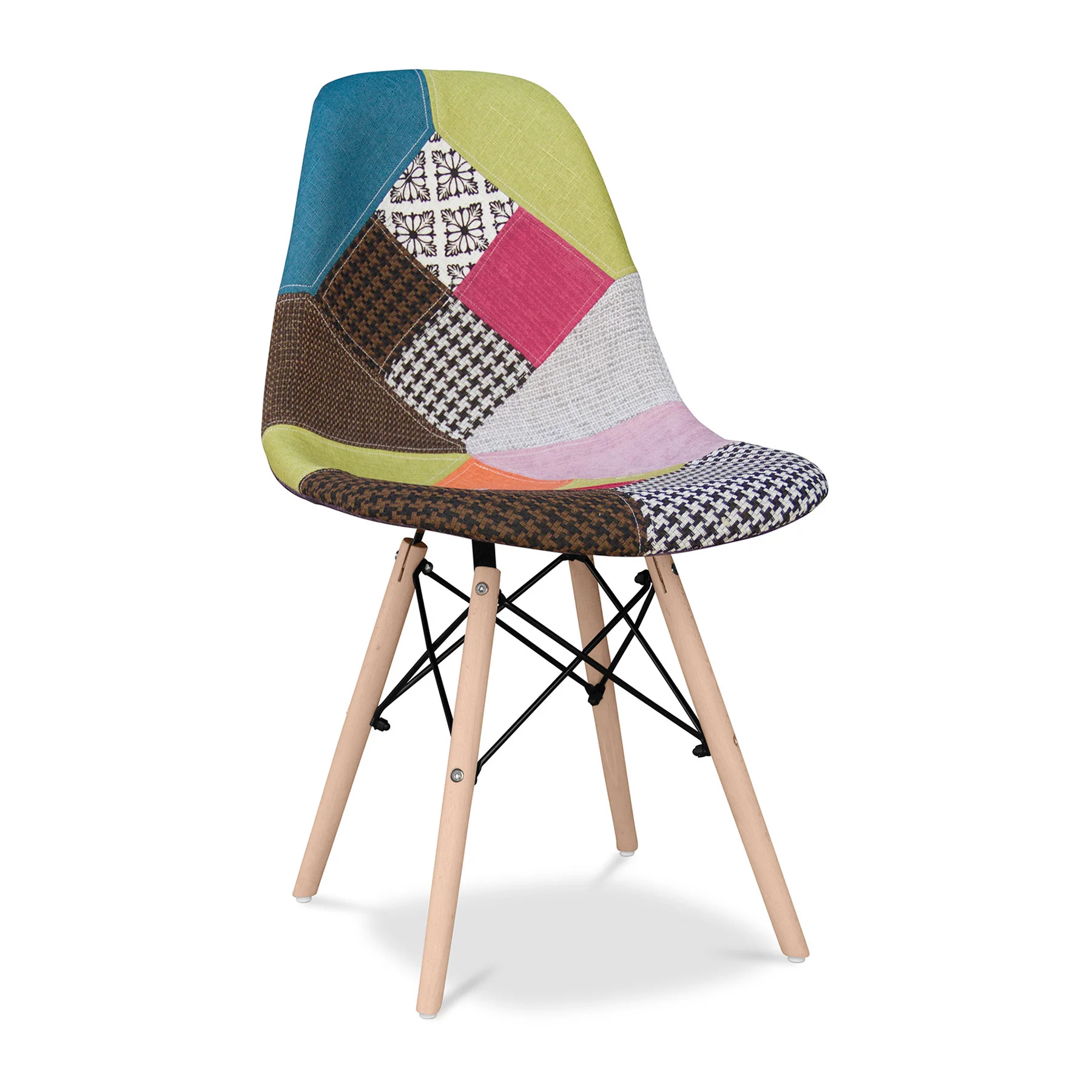 Brown Green and Pink And Natural Upholstered Fabric Dining Side Chair By Homeroots - Image 4