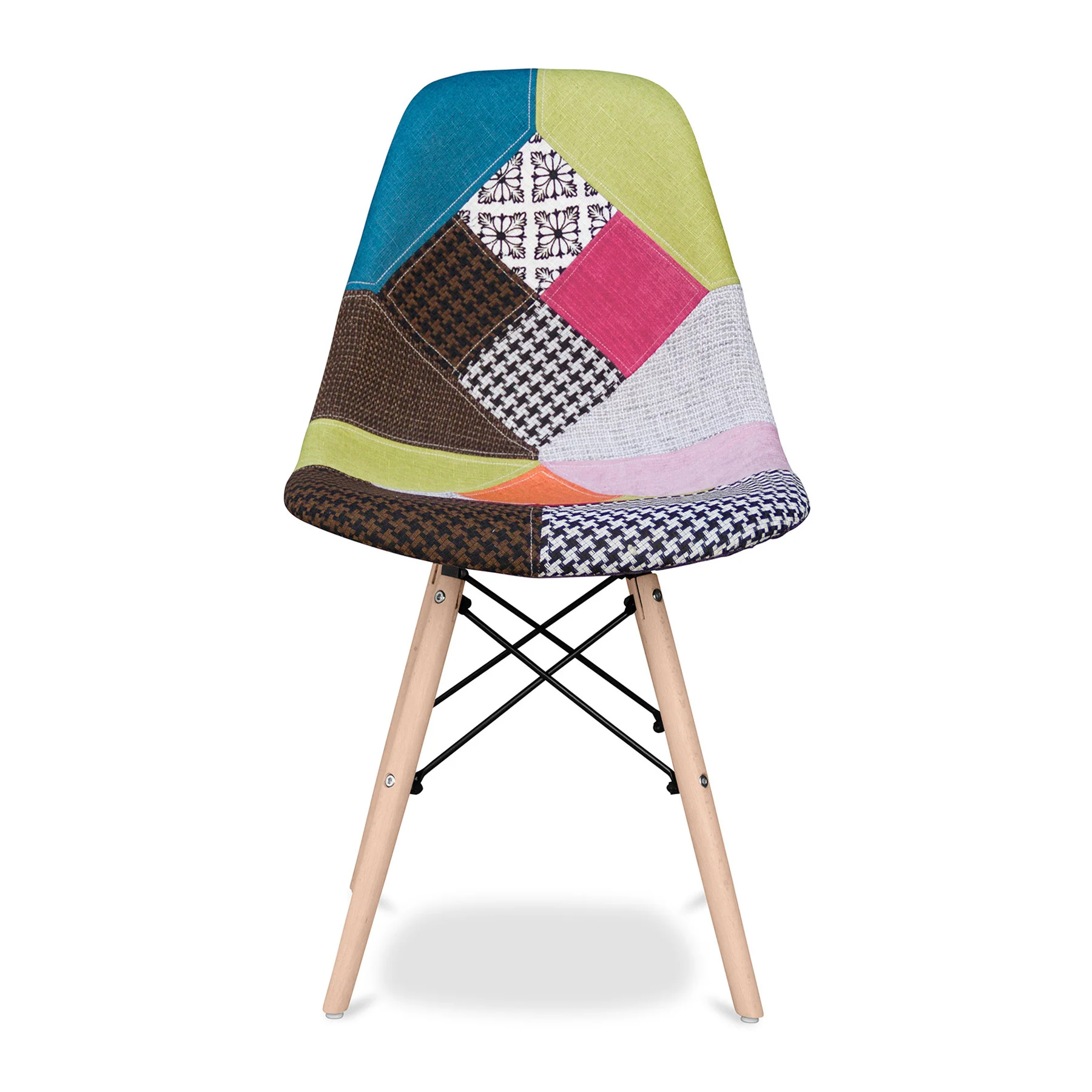 Brown Green and Pink And Natural Upholstered Fabric Dining Side Chair By Homeroots - Image 6