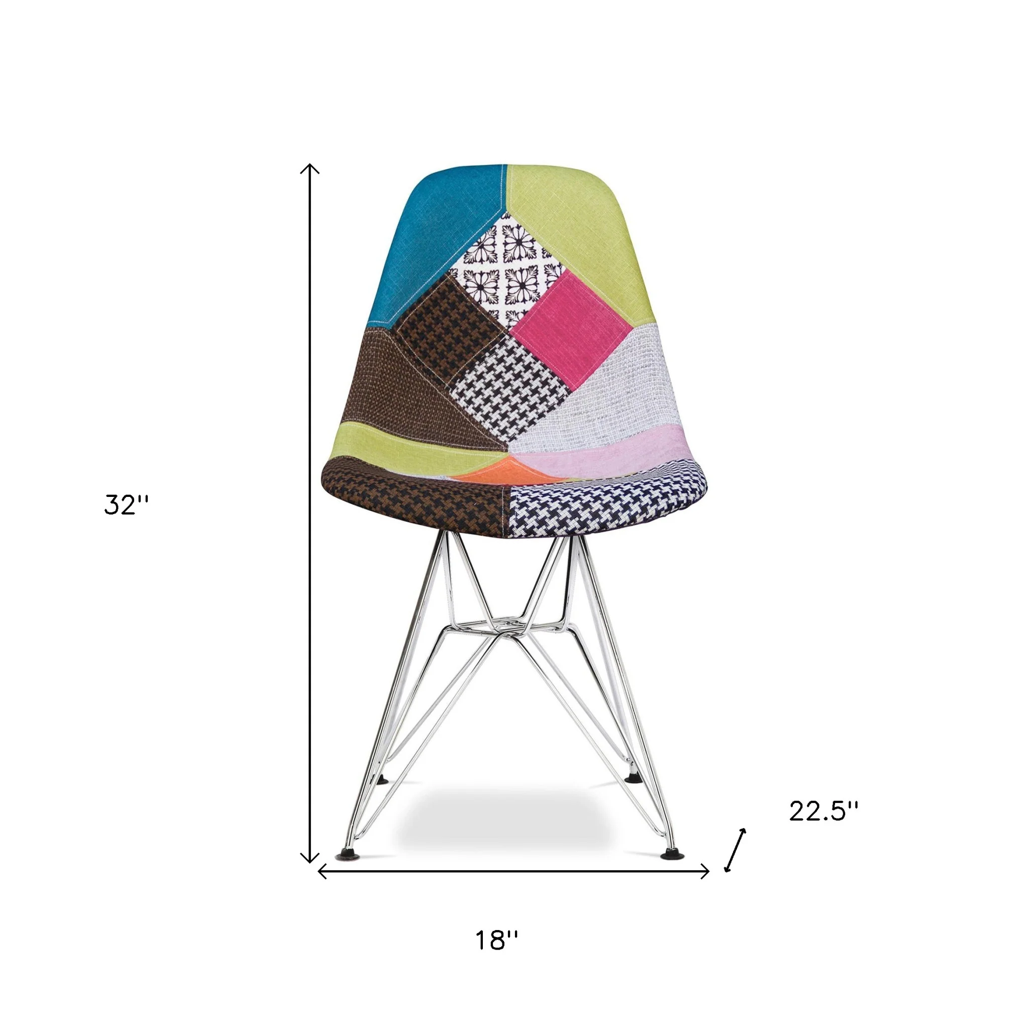 Brown Green and Pink And Silver Upholstered Fabric Dining Side Chair By Homeroots - Image 7