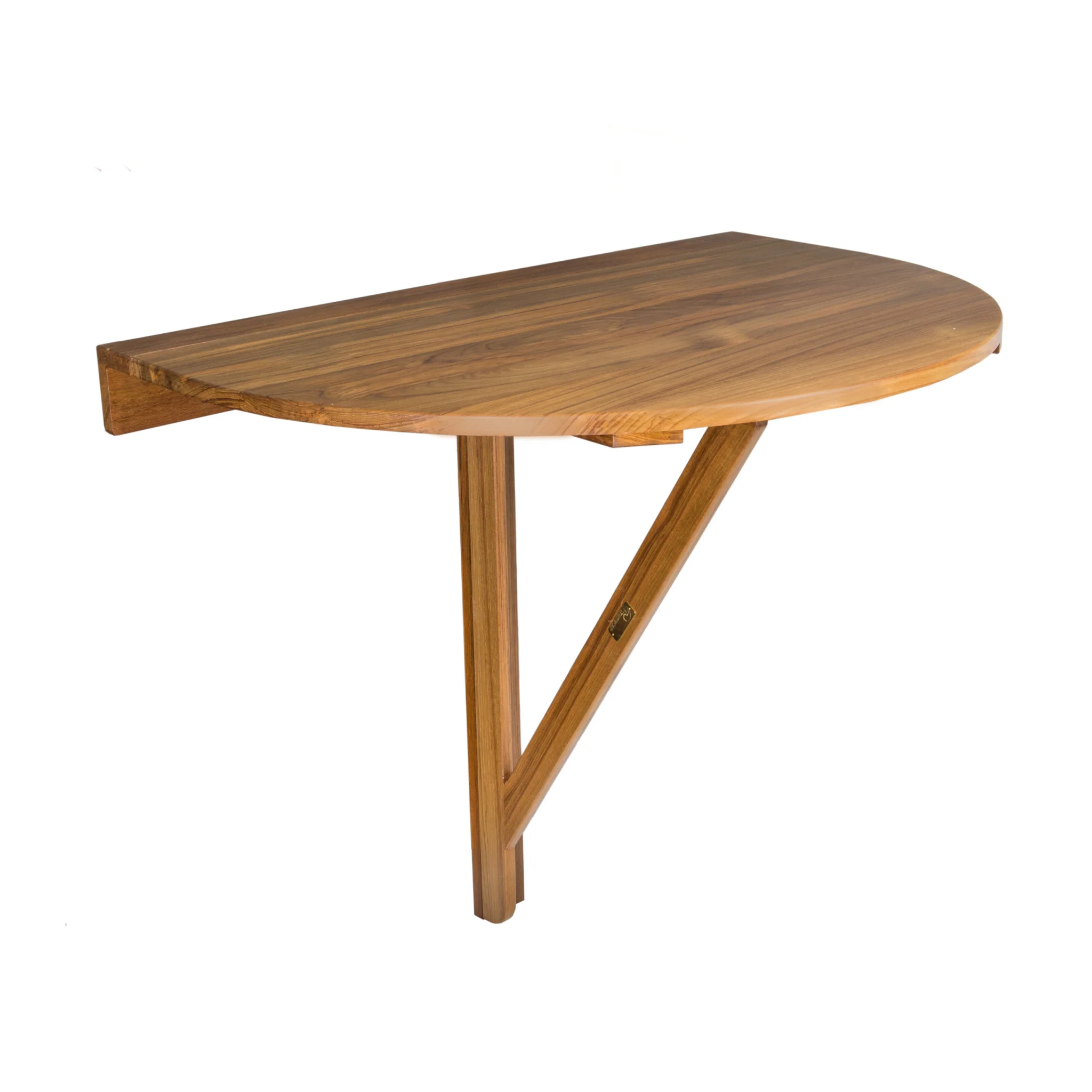 Brown Half Round Solid Wood Folding Outdoor Balcony Table By Homeroots - Image 2