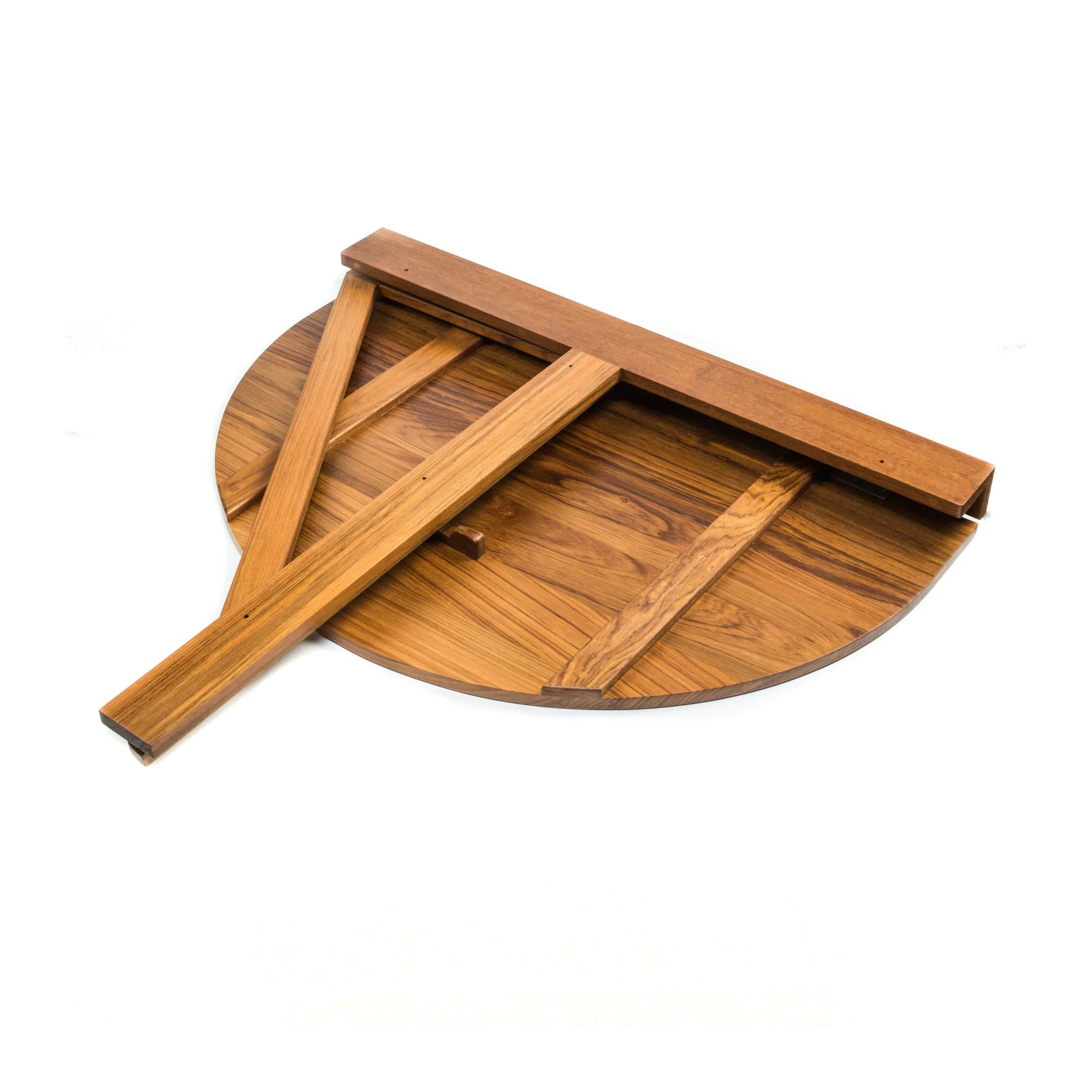 Brown Half Round Solid Wood Folding Outdoor Balcony Table By Homeroots - Image 3