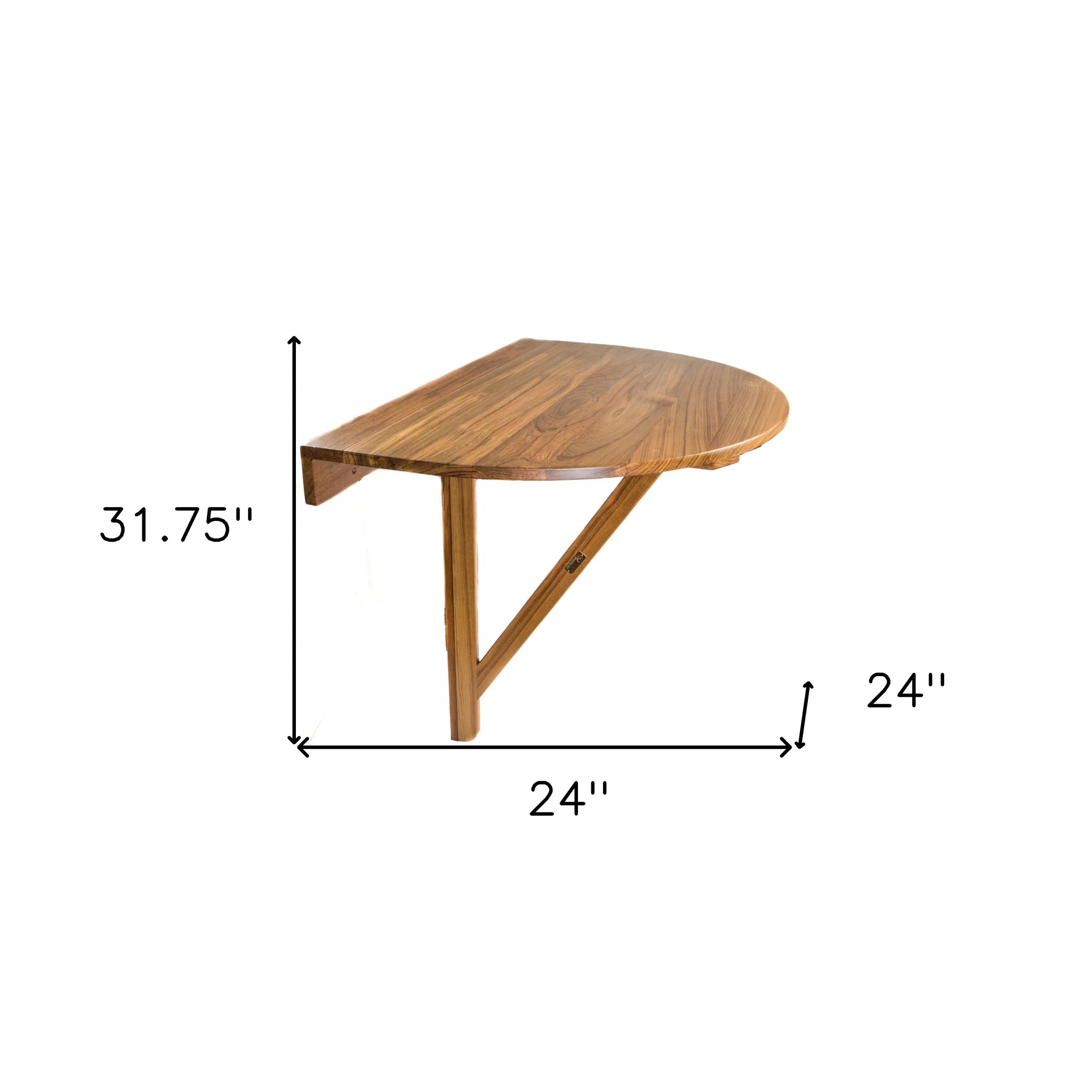 Brown Half Round Solid Wood Folding Outdoor Balcony Table By Homeroots - Image 4