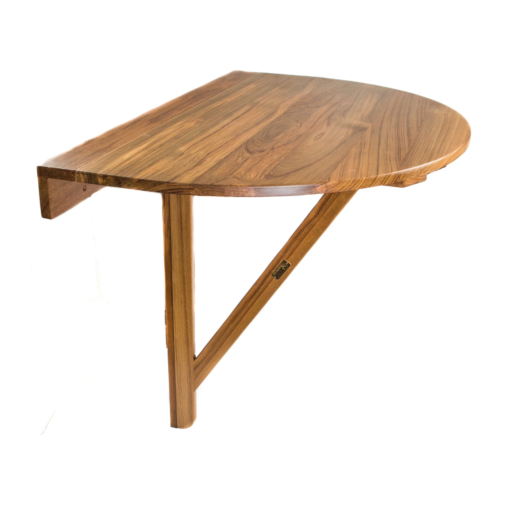 Brown Half Round Solid Wood Folding Outdoor Balcony Table By Homeroots - Image 5
