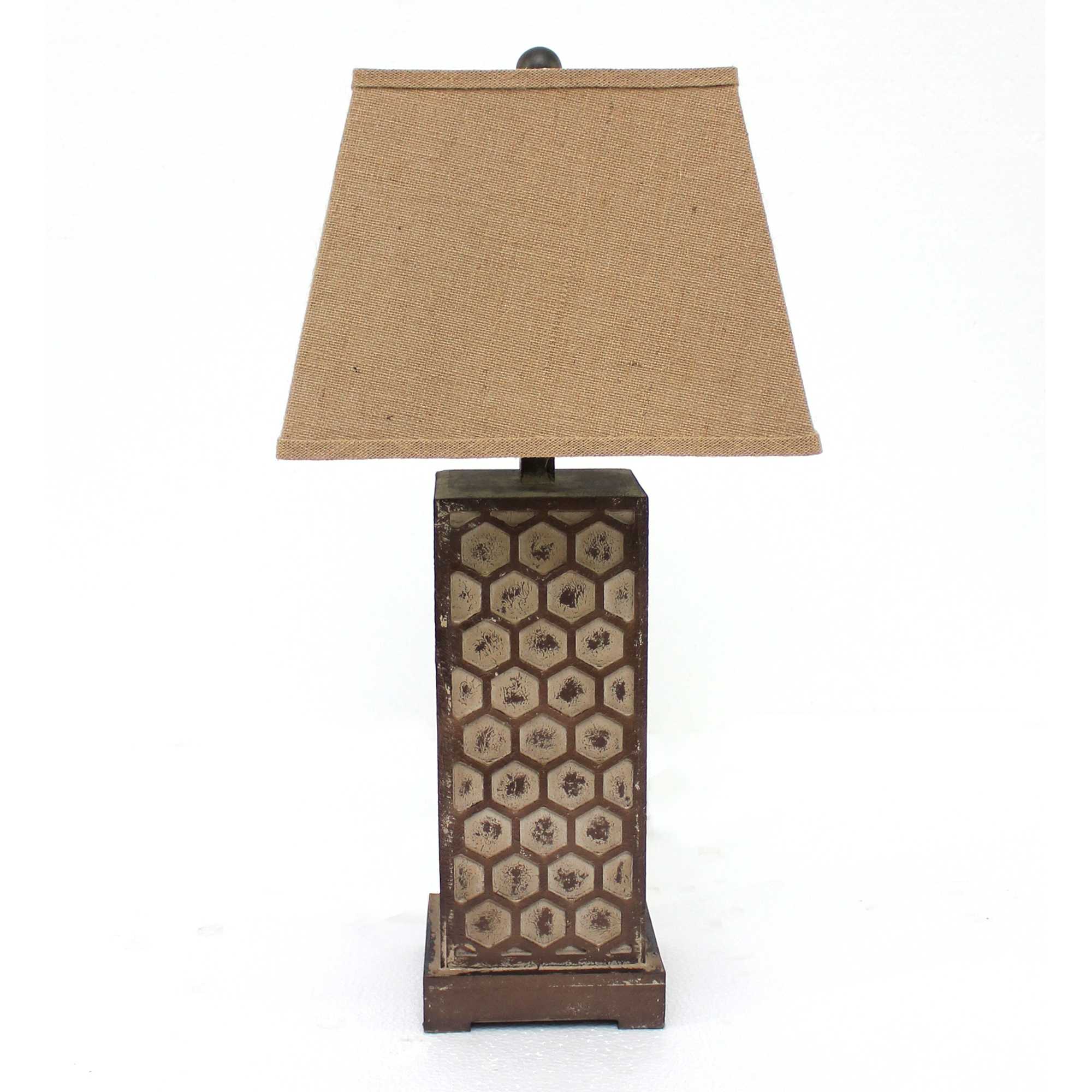 Brown Industrial With Honeycombed Metal Base - Table Lamp By Homeroots - Image 2