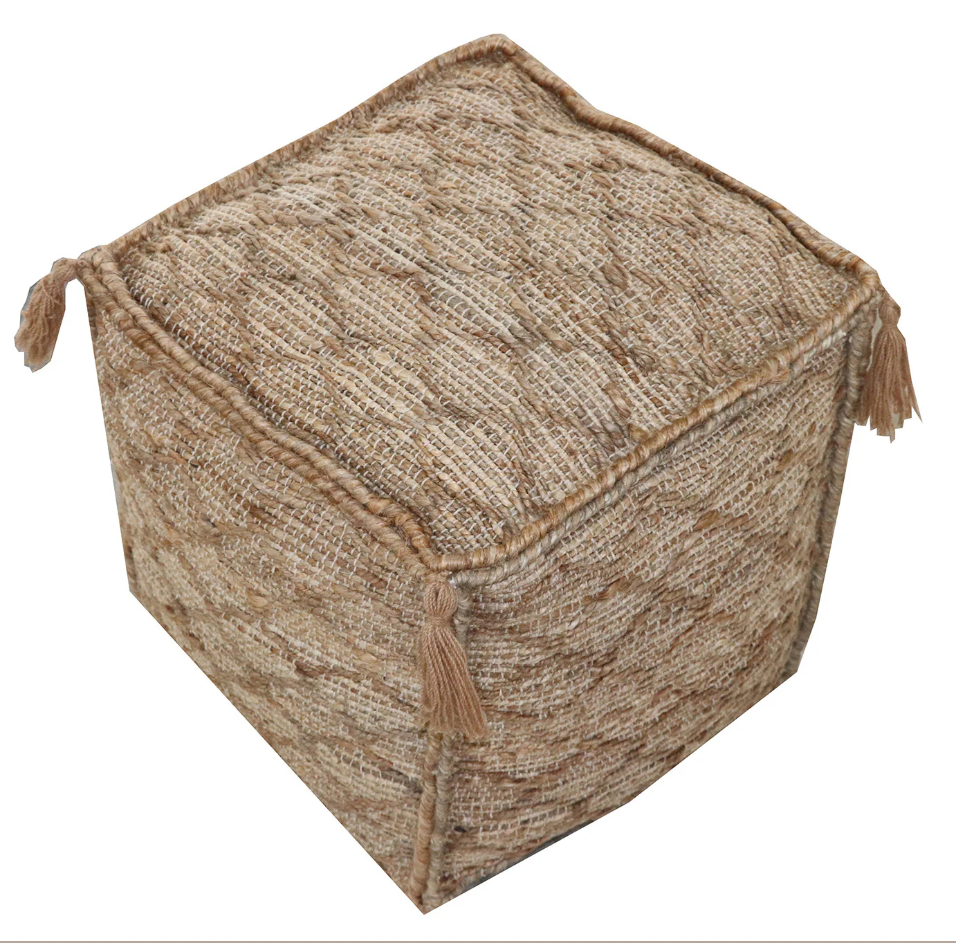 Brown Jute Cube Trellis Pouf Ottoman By Homeroots - Image 2