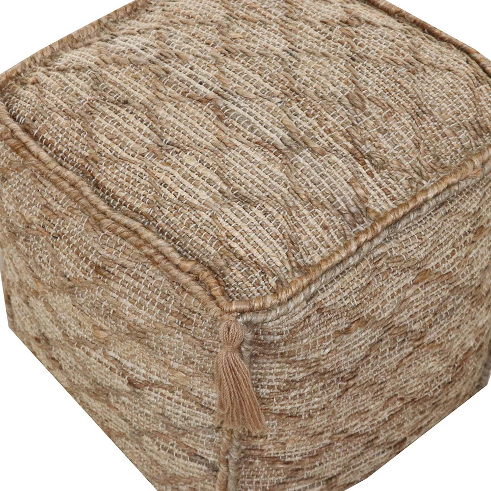 Brown Jute Cube Trellis Pouf Ottoman By Homeroots - Image 3
