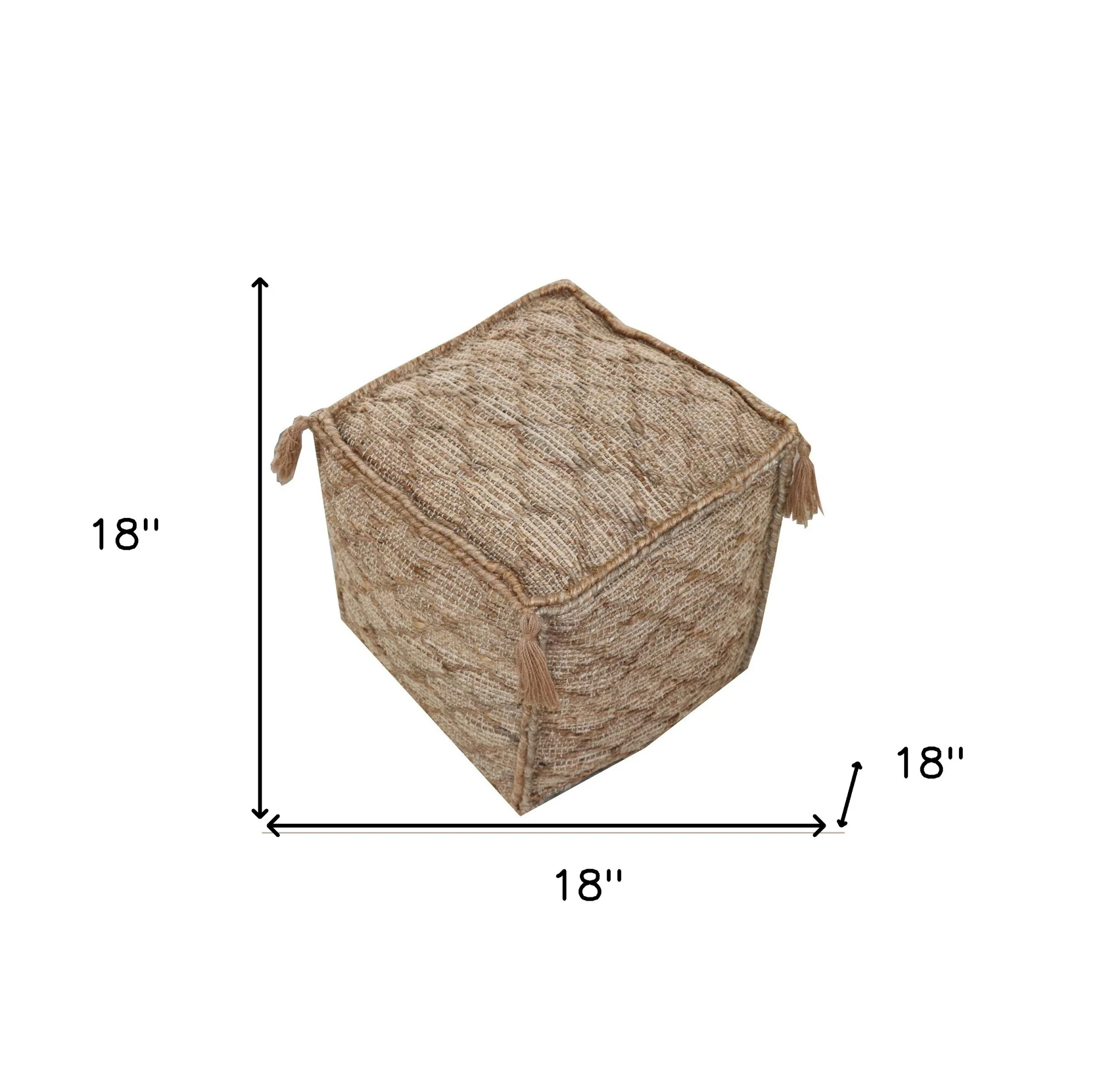 Brown Jute Cube Trellis Pouf Ottoman By Homeroots - Image 5