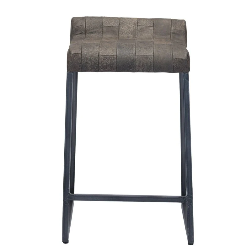 Brown Leather And Dark Grey Counter Stool By Homeroots - Image 2