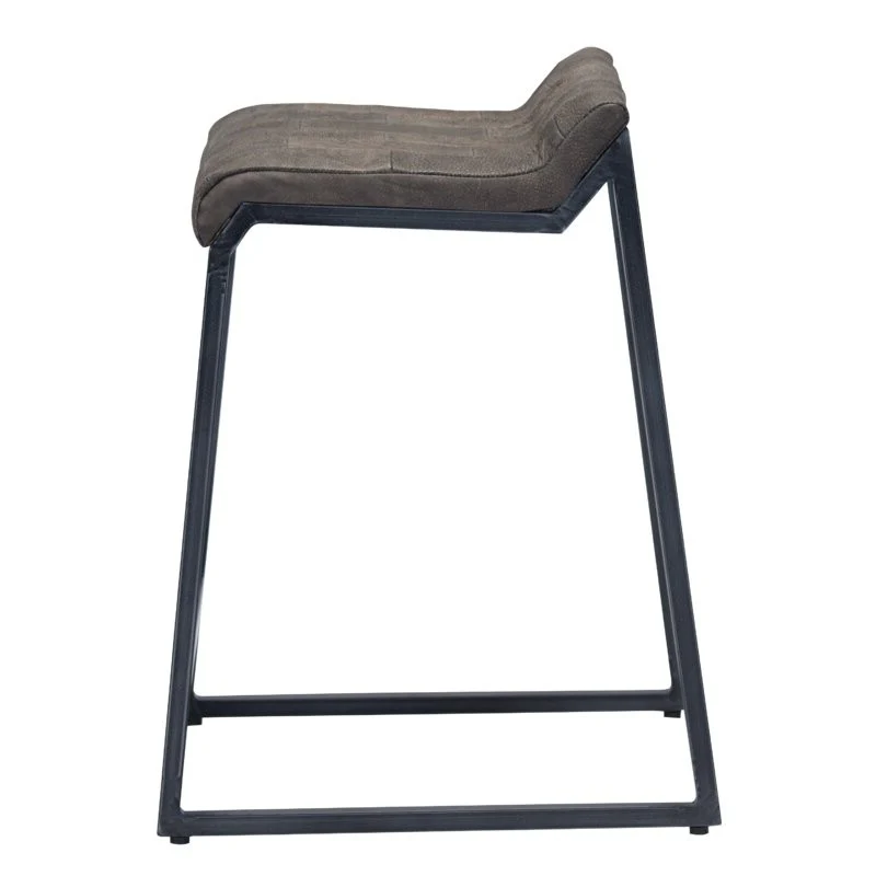 Brown Leather And Dark Grey Counter Stool By Homeroots - Image 4