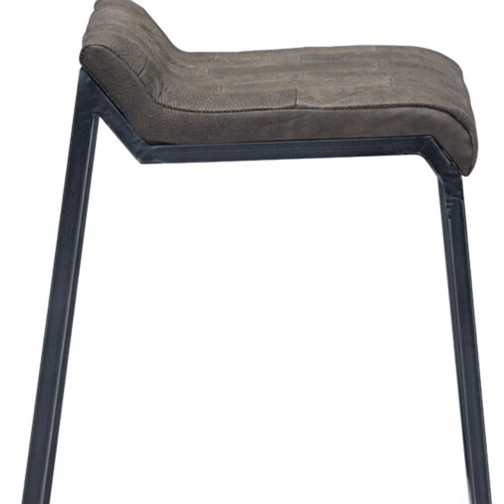 Brown Leather And Dark Grey Counter Stool By Homeroots - Image 5
